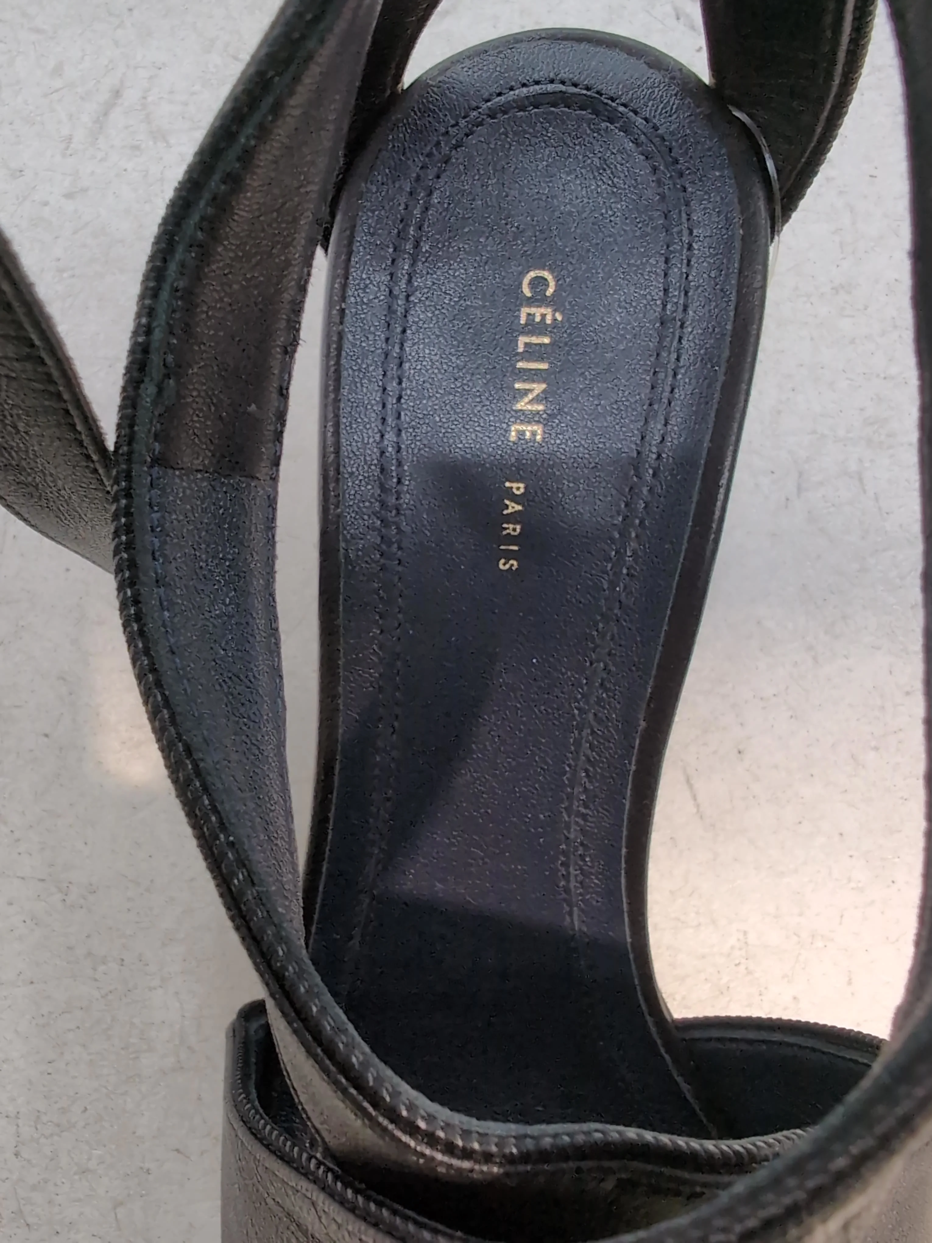 CÉLINE Women's Heels UK 3 Black 100% Leather Strappy - Image 6