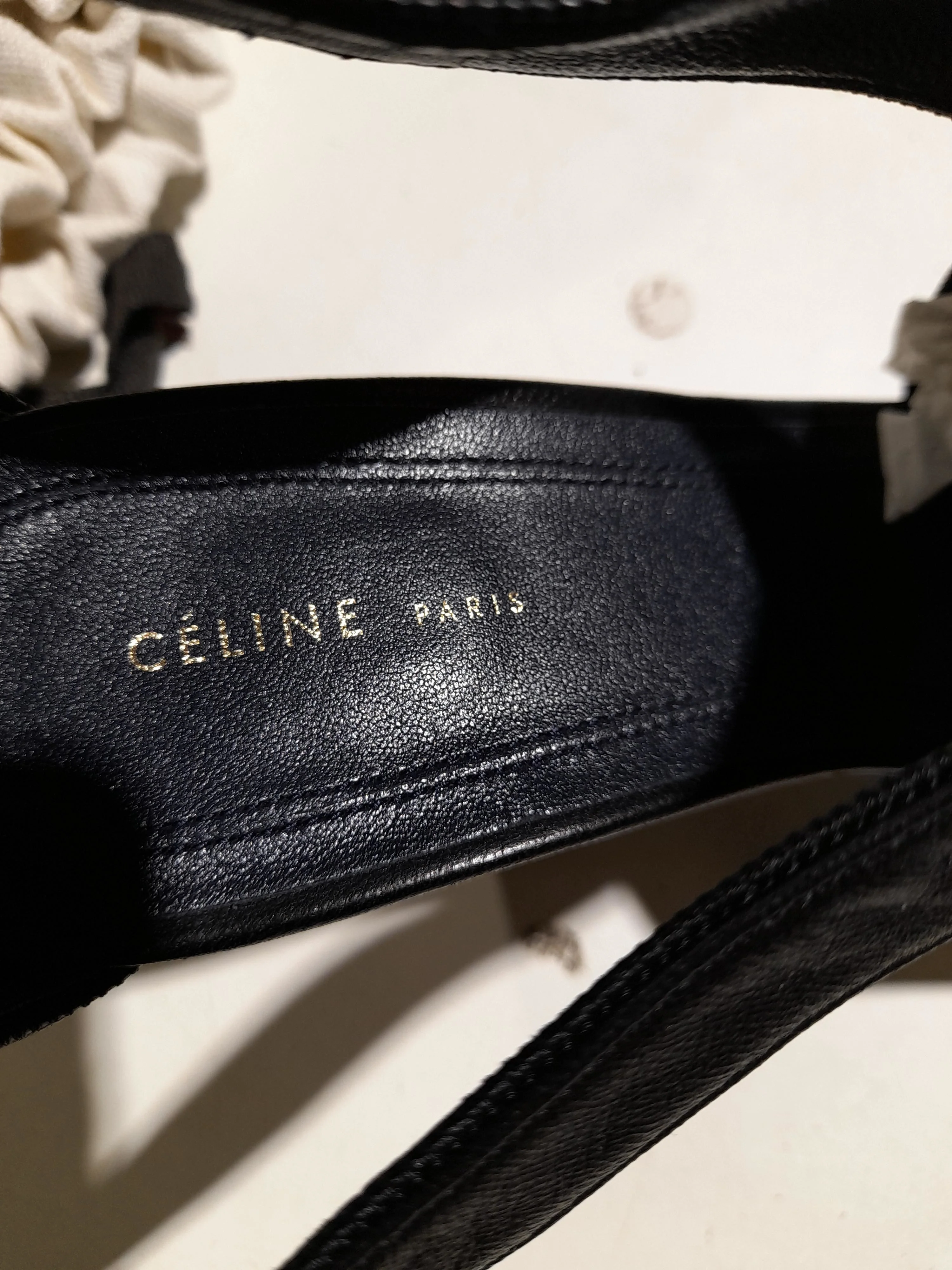 CÉLINE Women's Heels UK 3 Black 100% Leather Strappy - Image 8