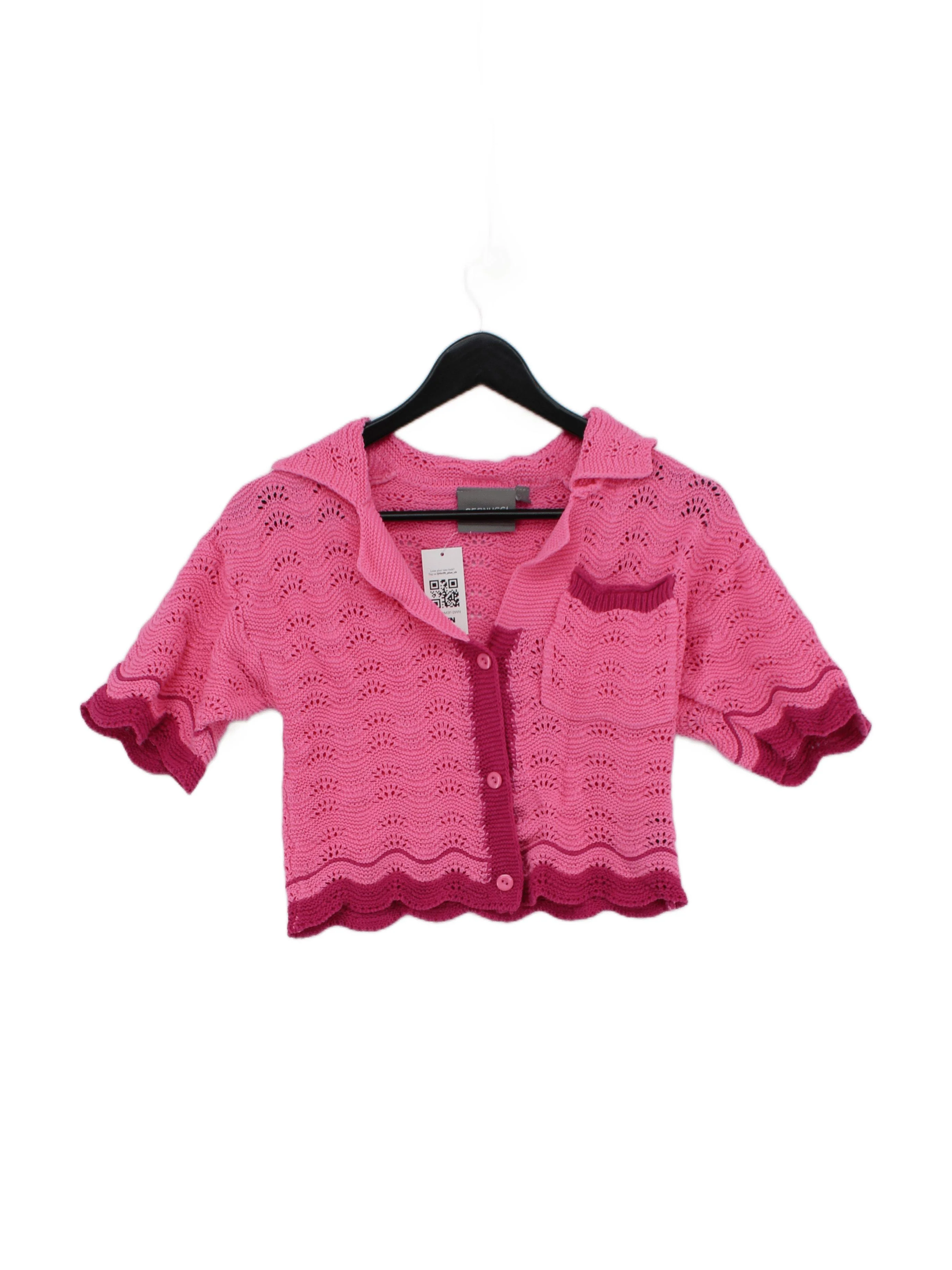Cernucci Women's Cardigan M Pink 100% Other Collared Cardigan