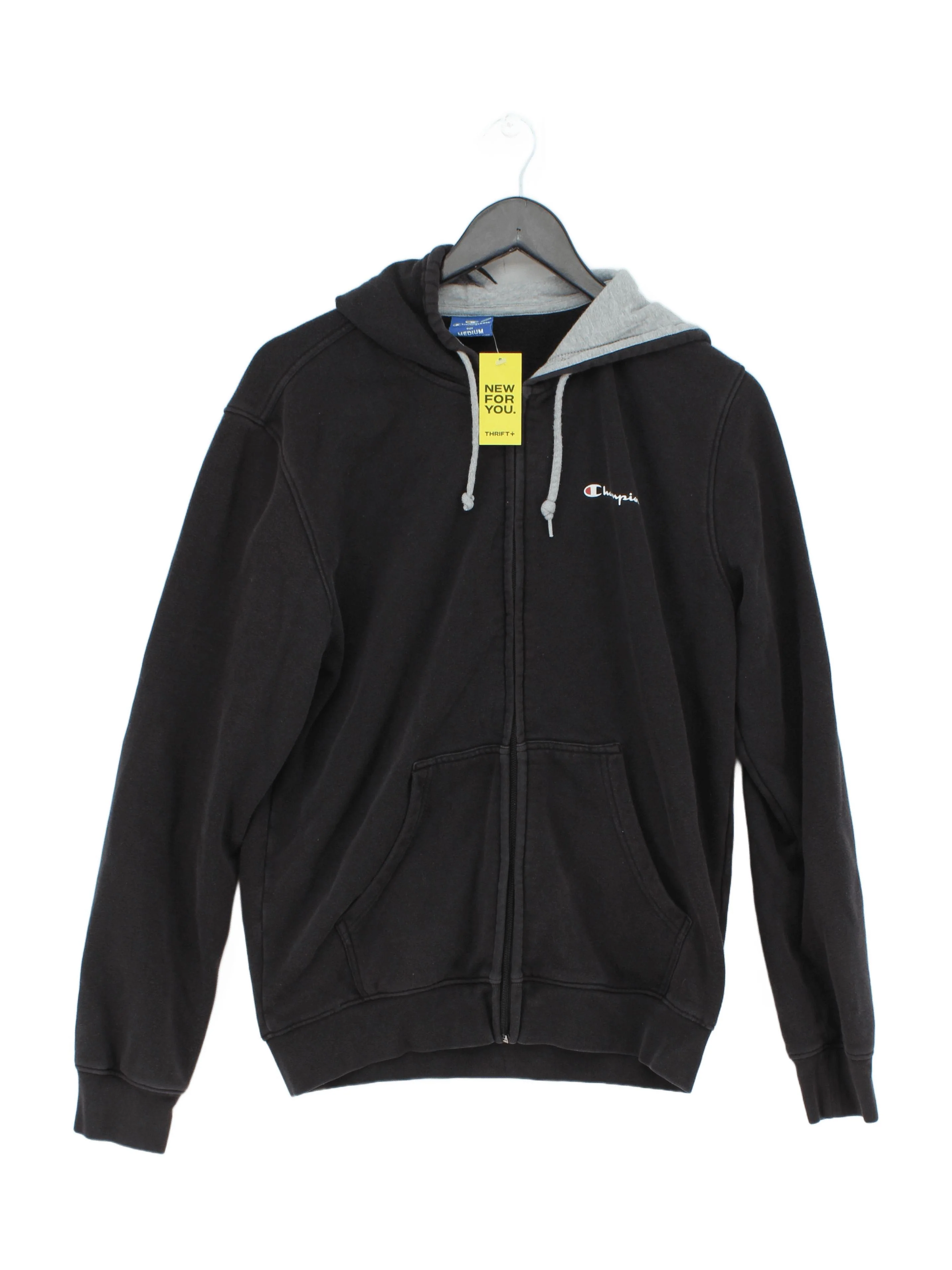 Champion Men's Hoodie M Black Cotton with Polyester Pullover