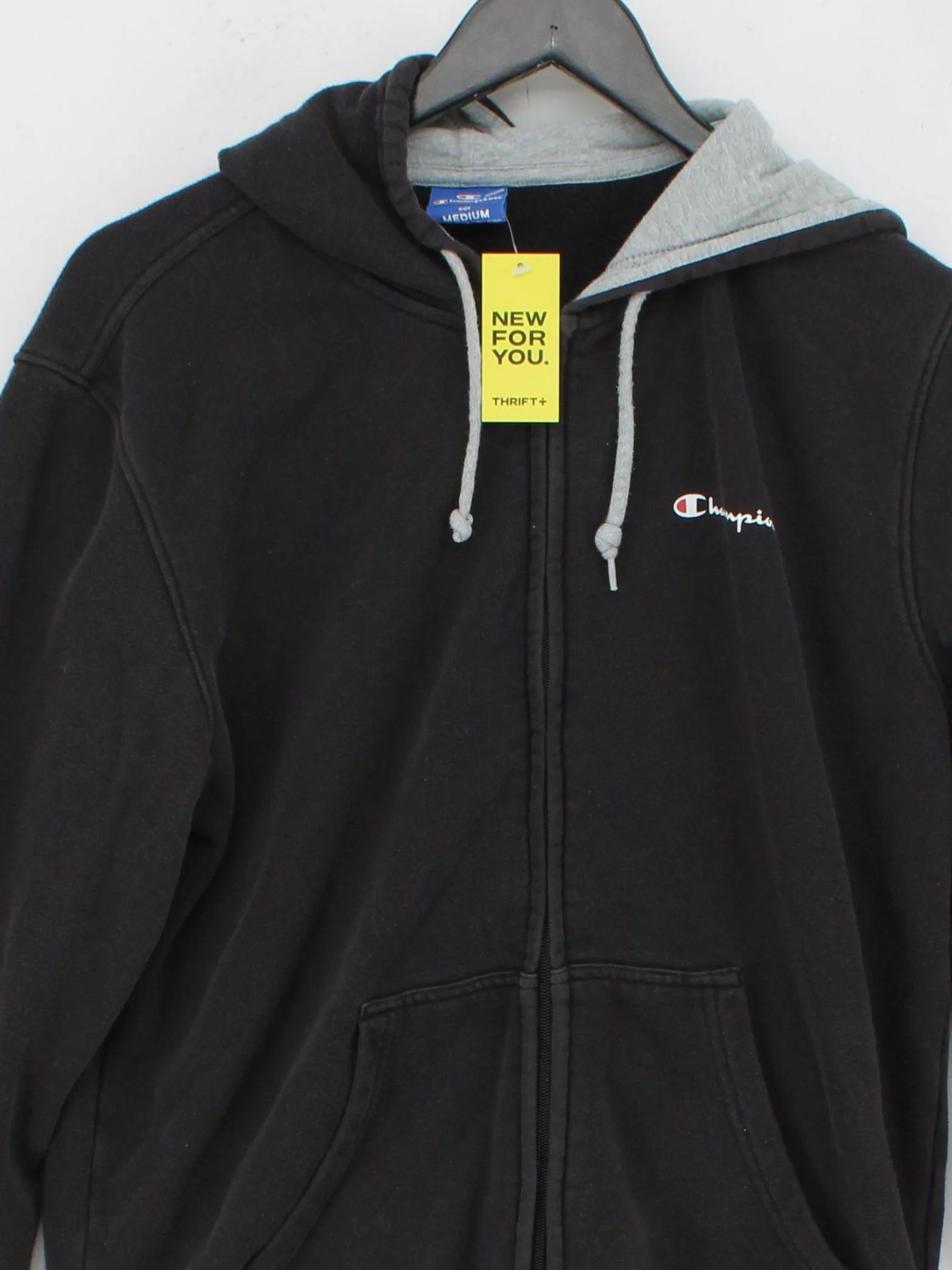 Champion Men's Hoodie M Black Cotton with Polyester Pullover - Image 3