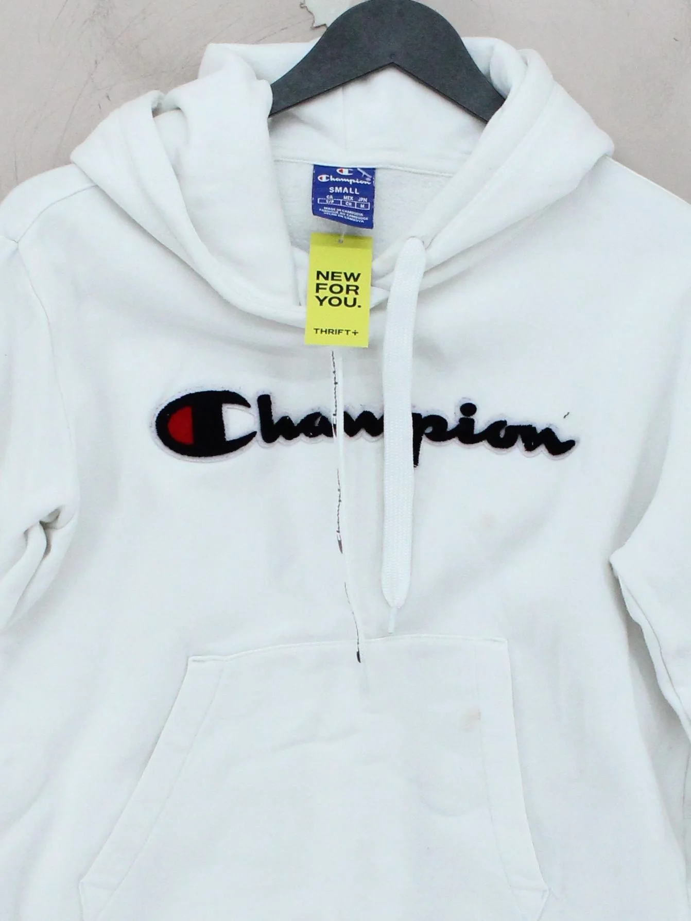 Champion Men's Hoodie S White Graphic 100% Cotton Pullover - Image 3