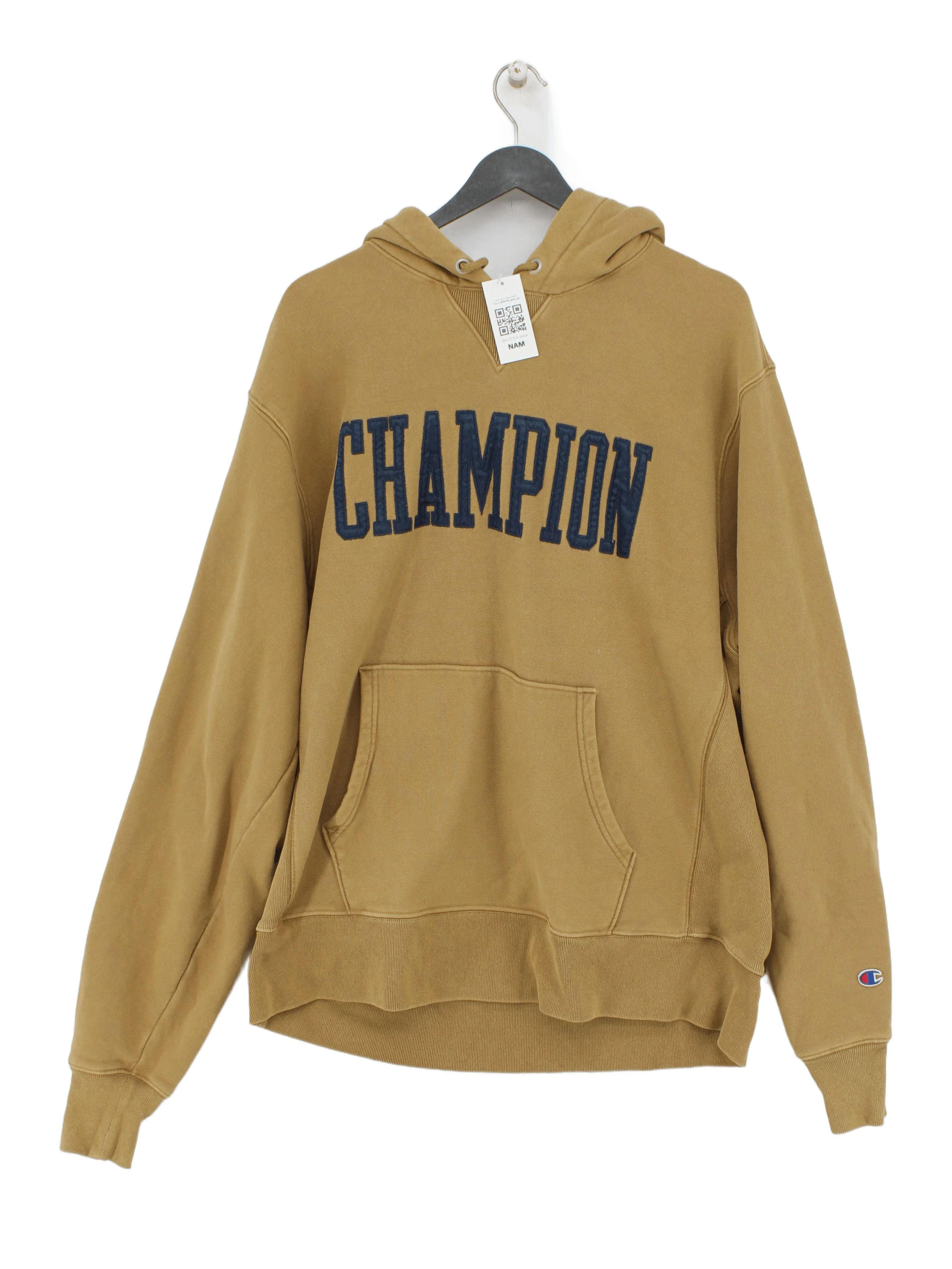 Champion Men's Hoodie XL Tan Graphic 100% Cotton Pullover
