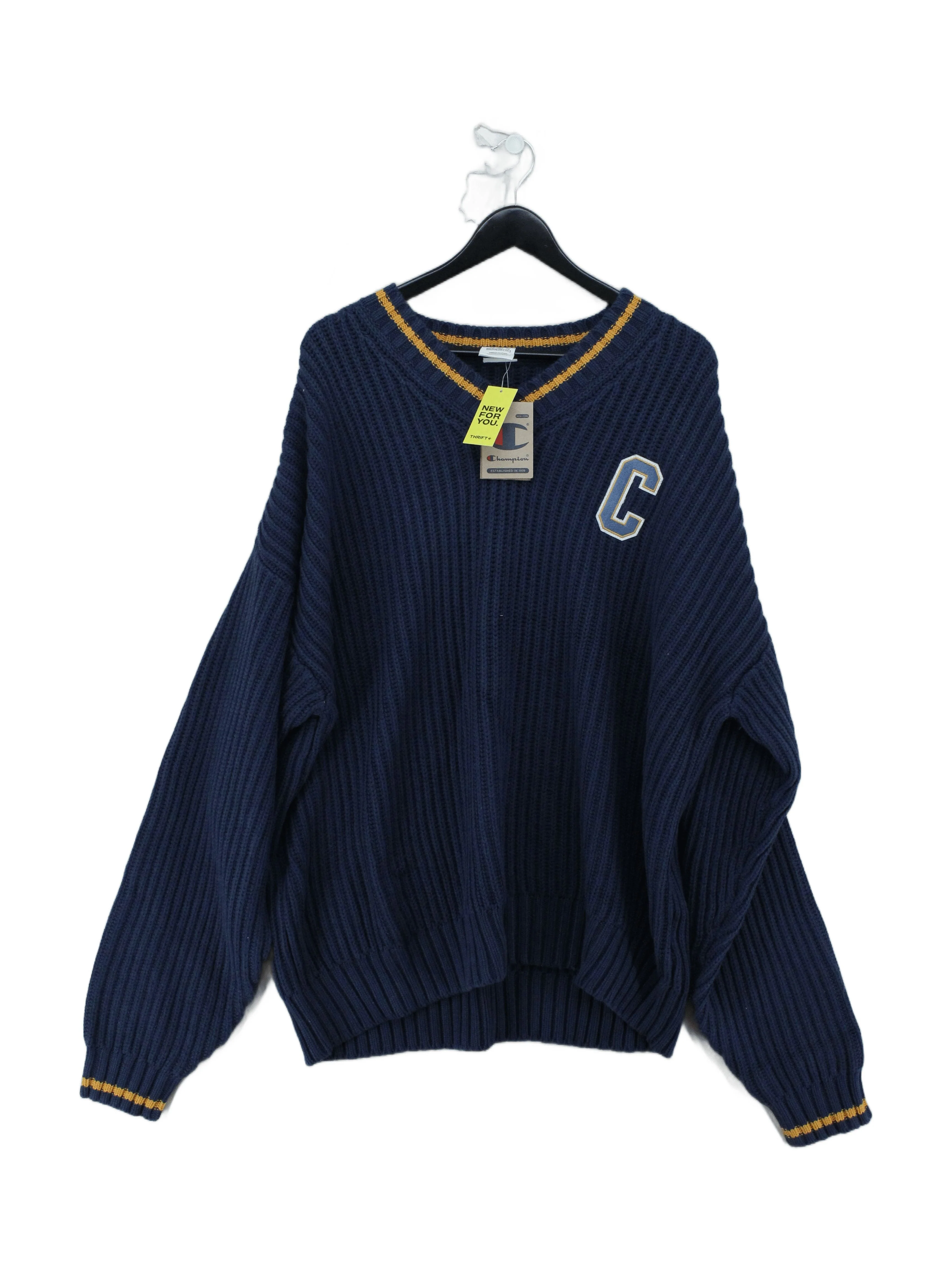 Champion Men's Jumper XXL Blue Cotton with Acrylic Round Neck Pullover