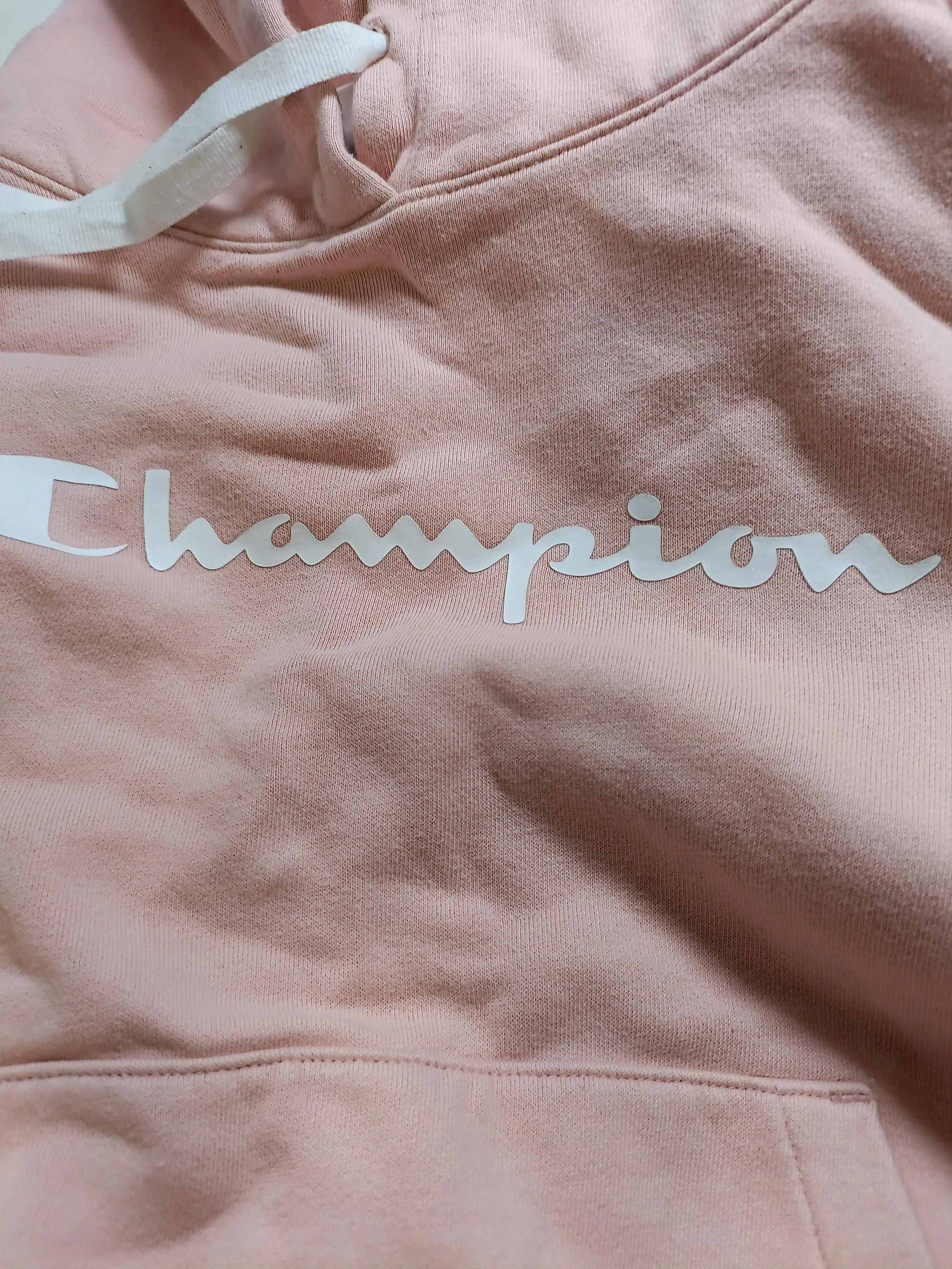 Champion Women's Hoodie M Pink 100% Cotton Pullover - Image 7