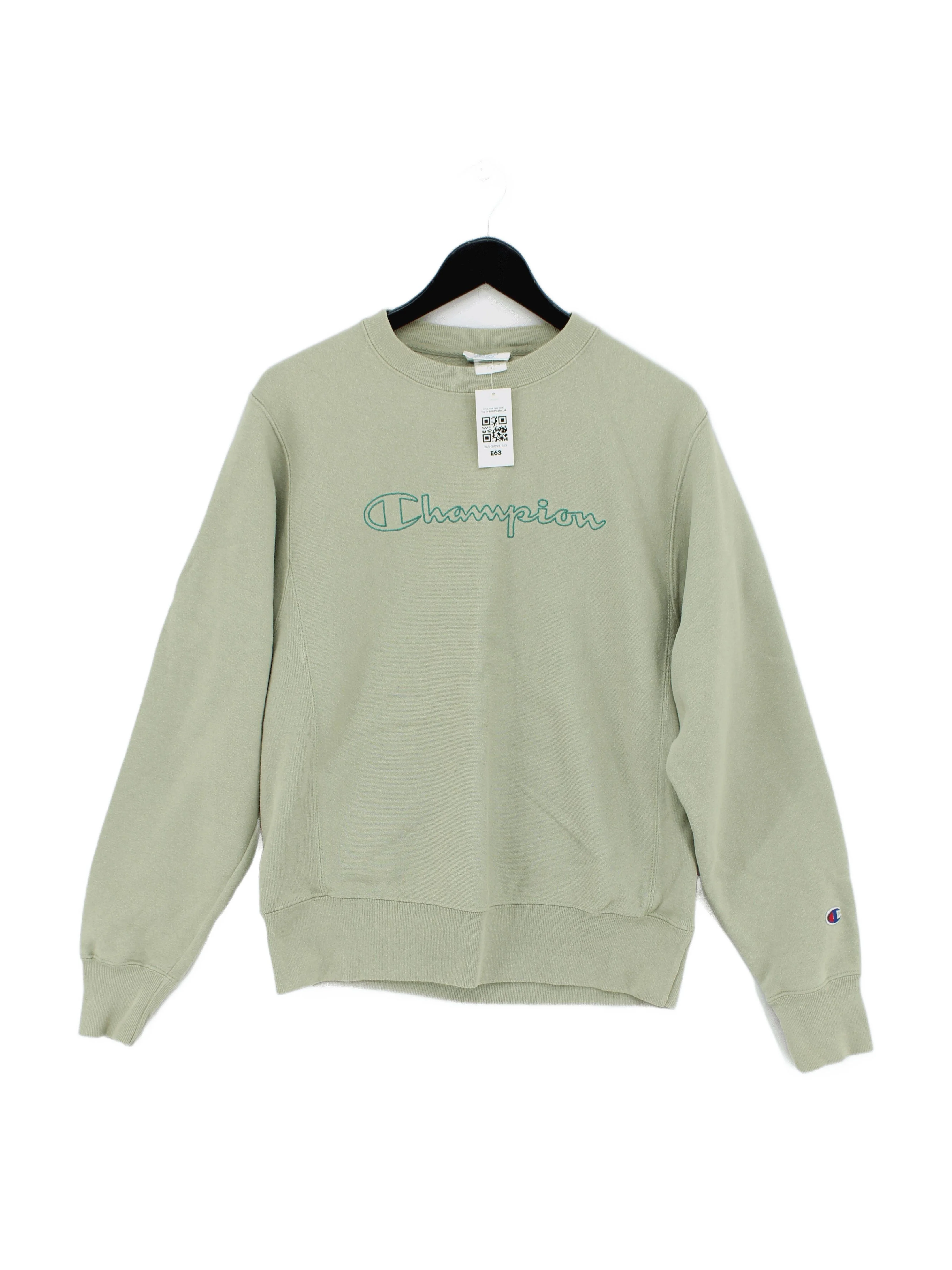 Champion Women's Hoodie S Green Graphic Cotton with Polyester Pullover