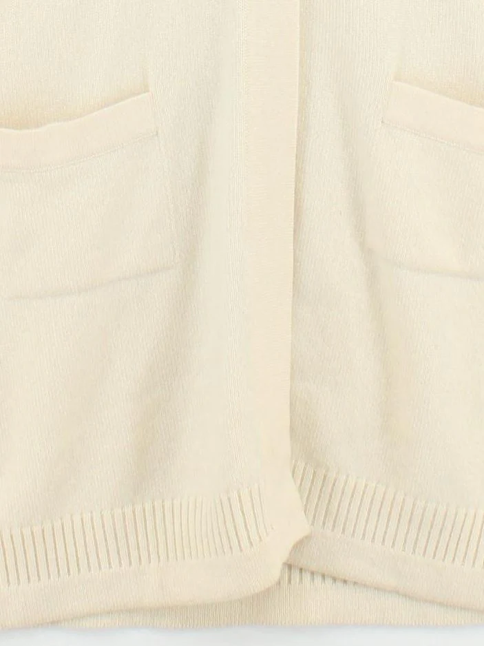 Chanel Women's Cardigan UK 16 Cream 100% Cashmere V-Neck Cardigan - Image 4