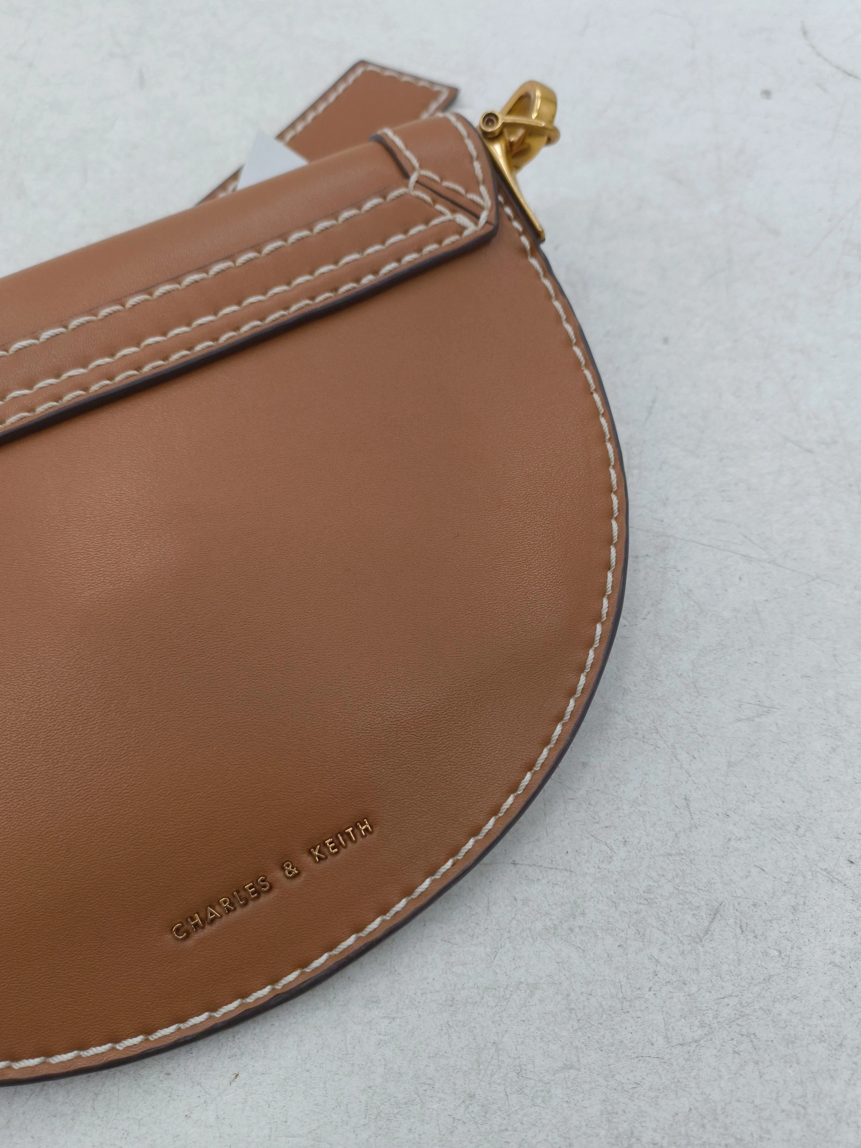 Charles & Keith Women's Bag Tan 100% Faux Leather Crossbody - Image 3