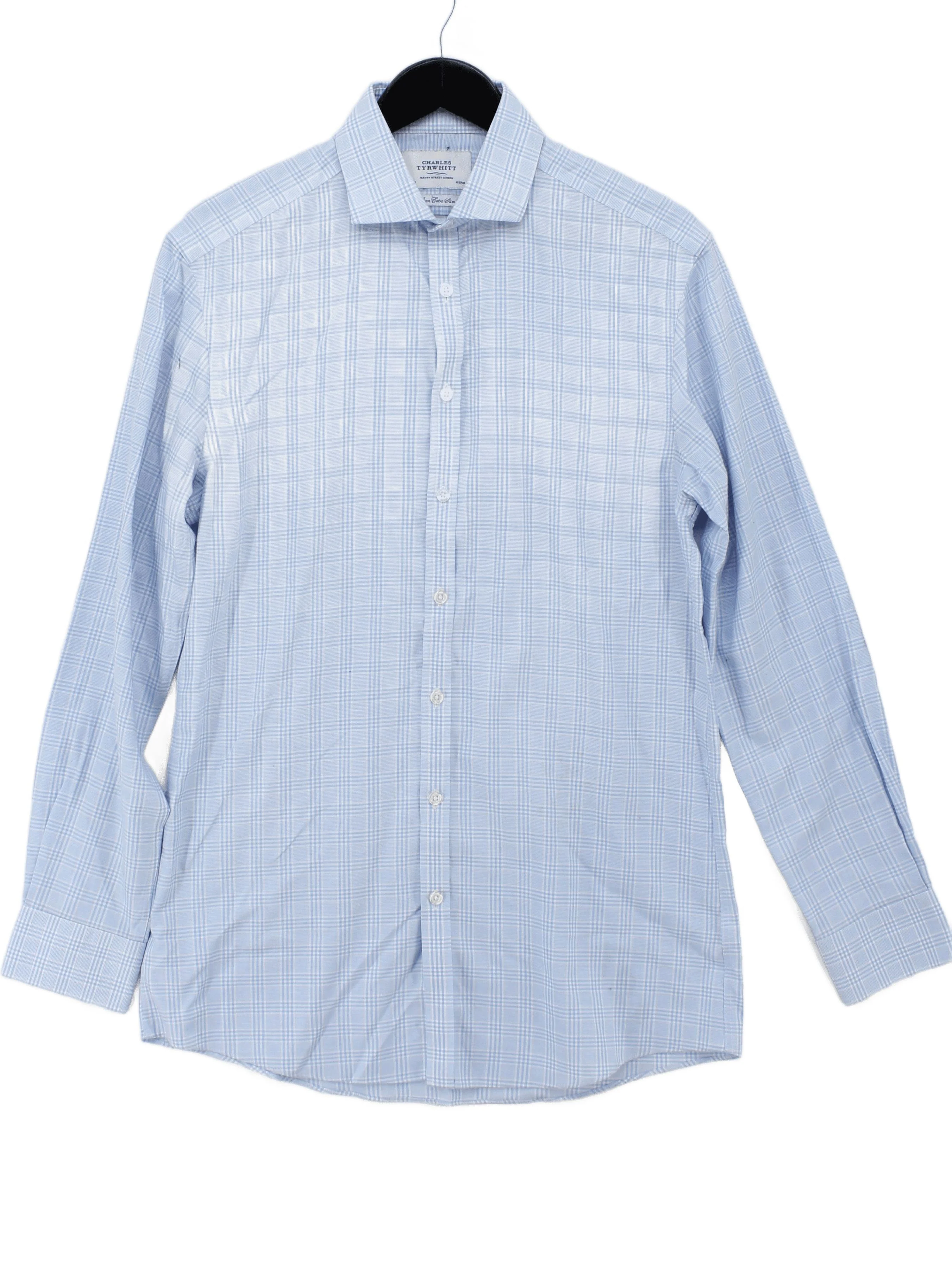 Charles Tyrwhitt Men's Shirt Chest: 35 in Blue Checkered 100% Cotton Basic