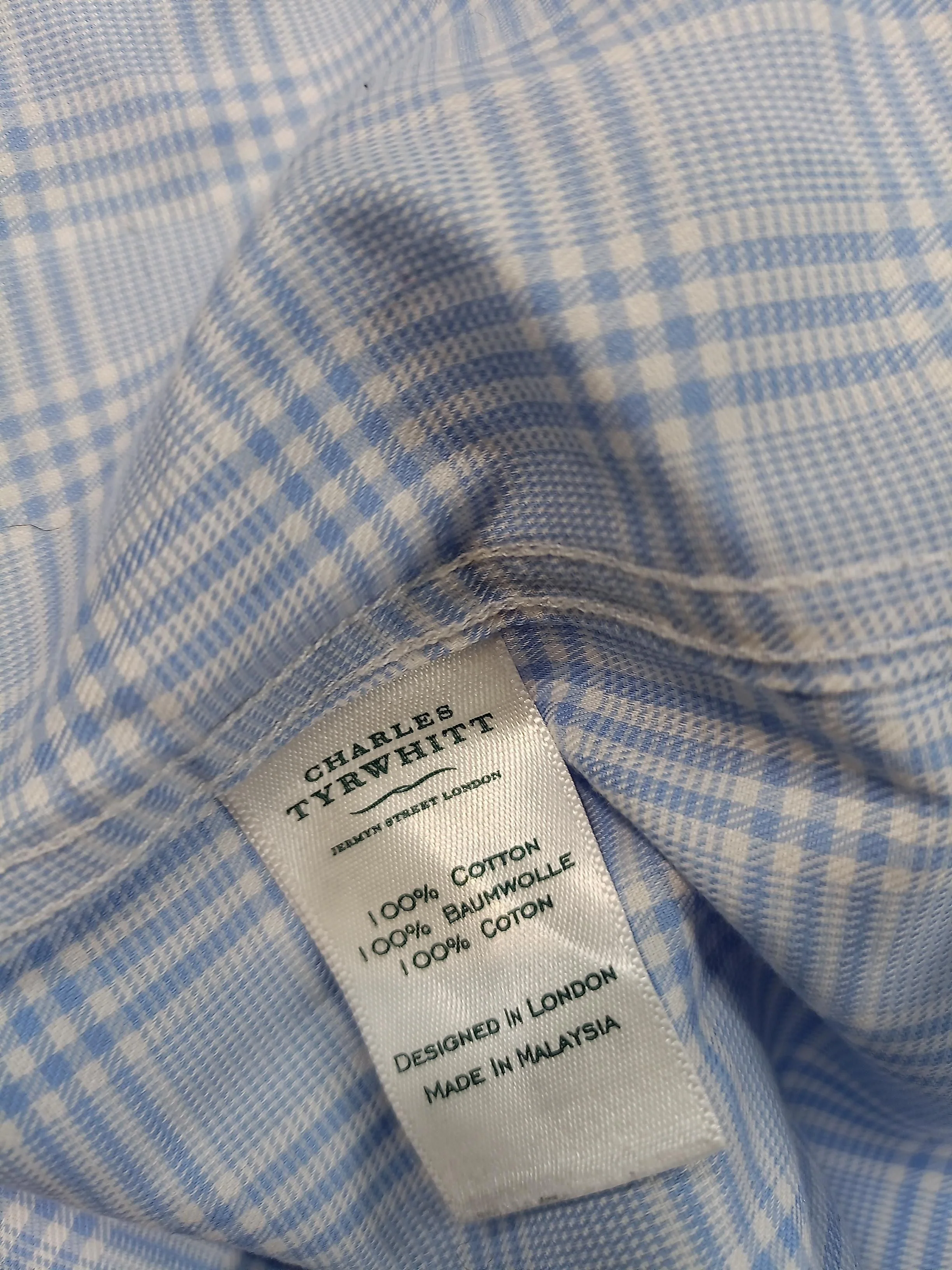 Charles Tyrwhitt Men's Shirt Chest: 35 in Blue Checkered 100% Cotton Basic - Image 6