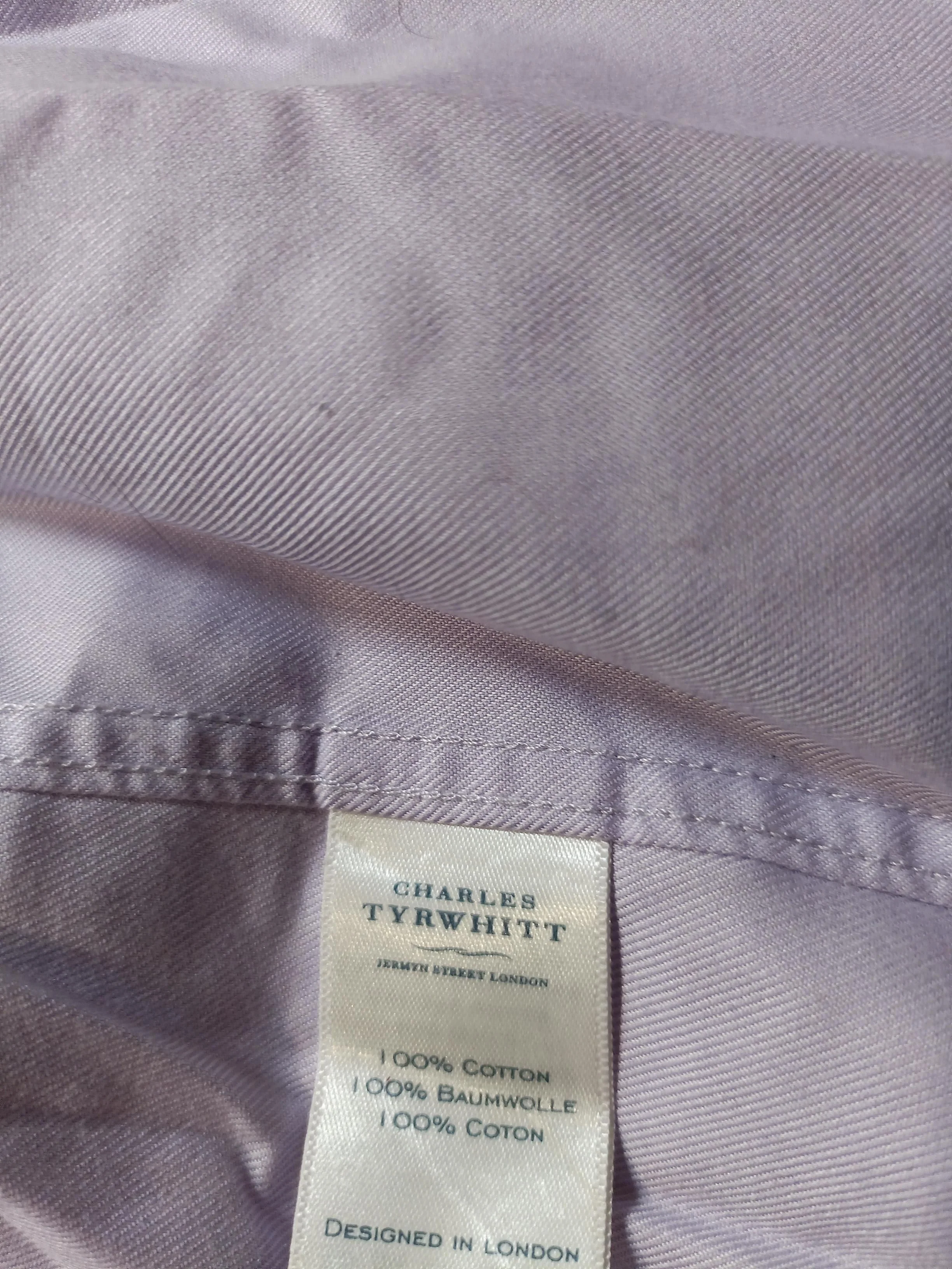 Charles Tyrwhitt Men's Shirt Chest: 37 in Purple 100% Cotton Basic - Image 6