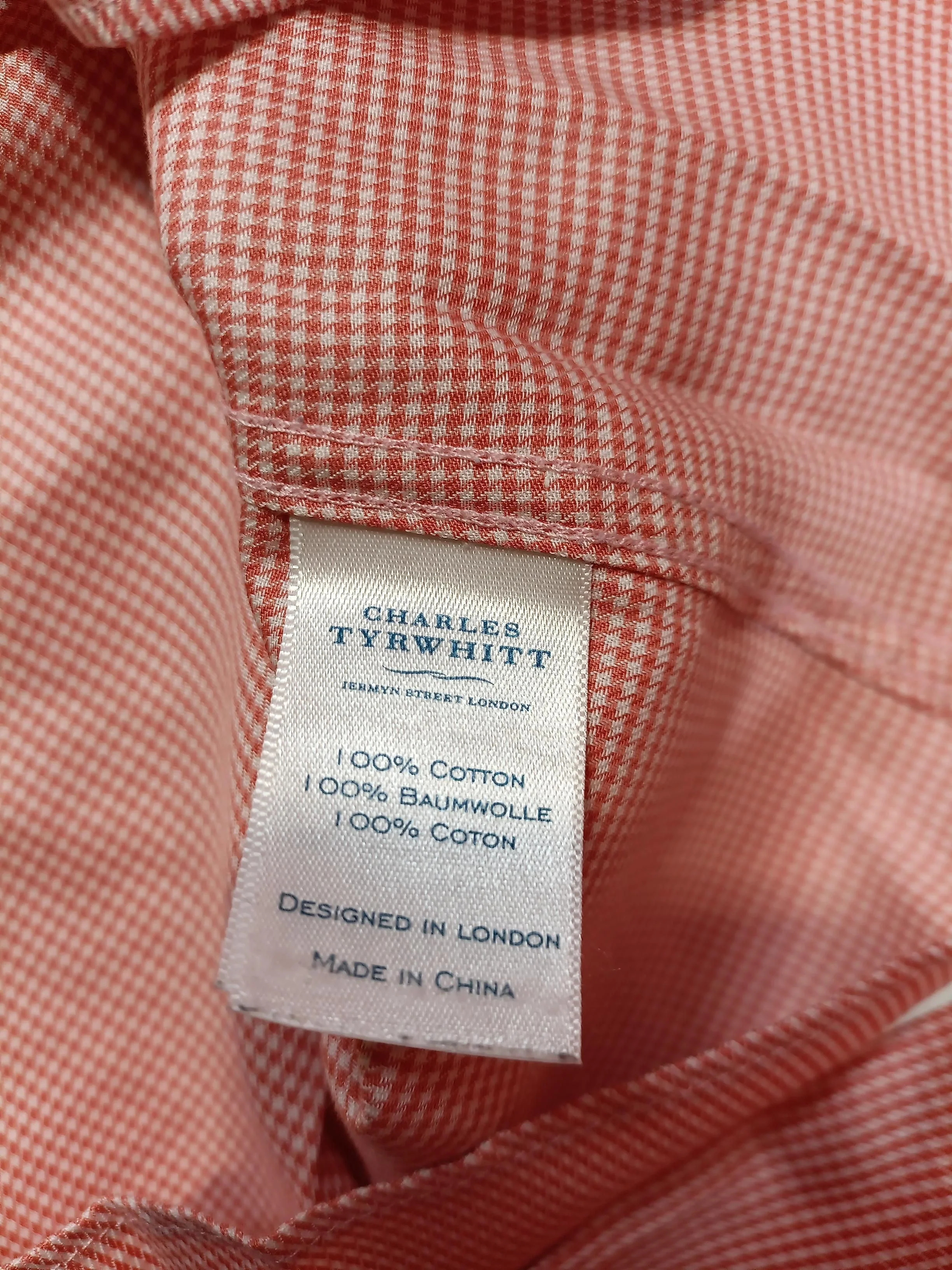 Charles Tyrwhitt Men's Shirt Chest: 41 in Orange Graphic 100% Other Basic - Image 6
