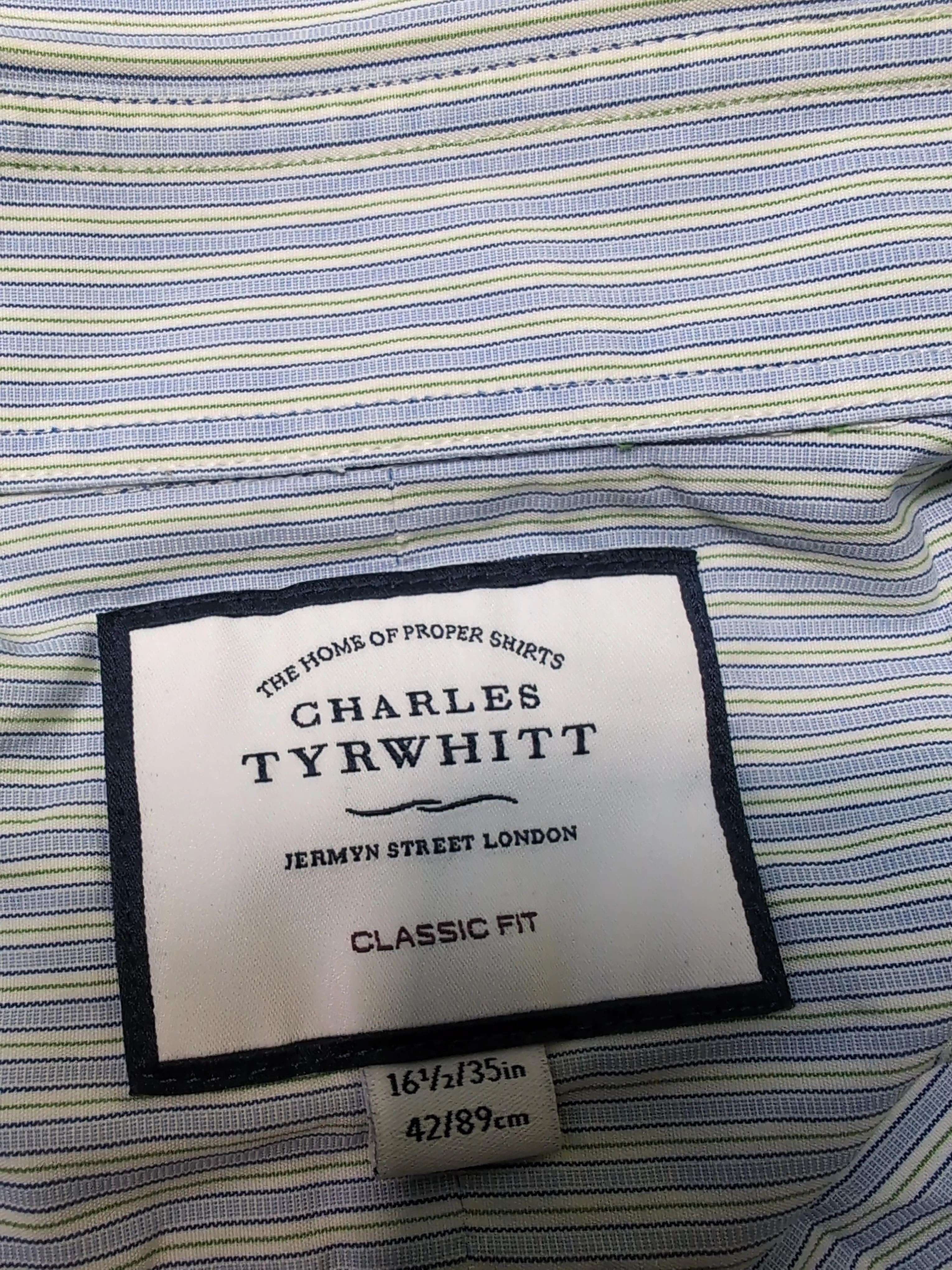 Charles Tyrwhitt Men's Shirt Chest: 42 in Blue Striped 100% Cotton Basic - Image 5