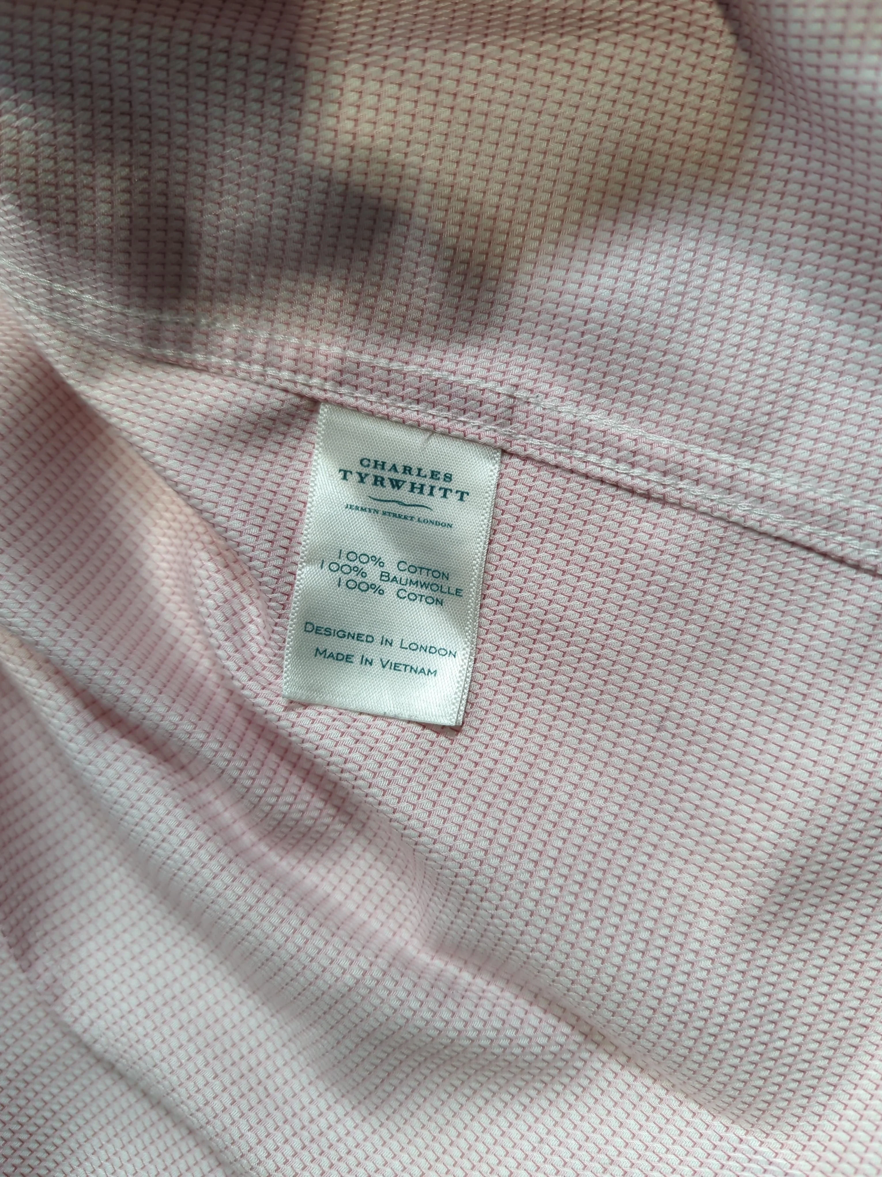 Charles Tyrwhitt Men's Shirt Chest: 42 in Pink Checkered 100% Cotton Basic - Image 6