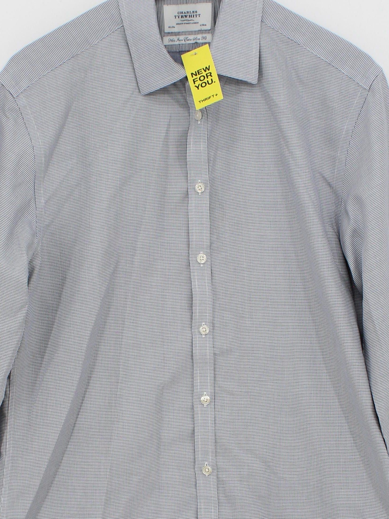 Charles Tyrwhitt Men's Shirt Collar: 16.5 in Blue Checkered 100% Cotton Basic - Image 3