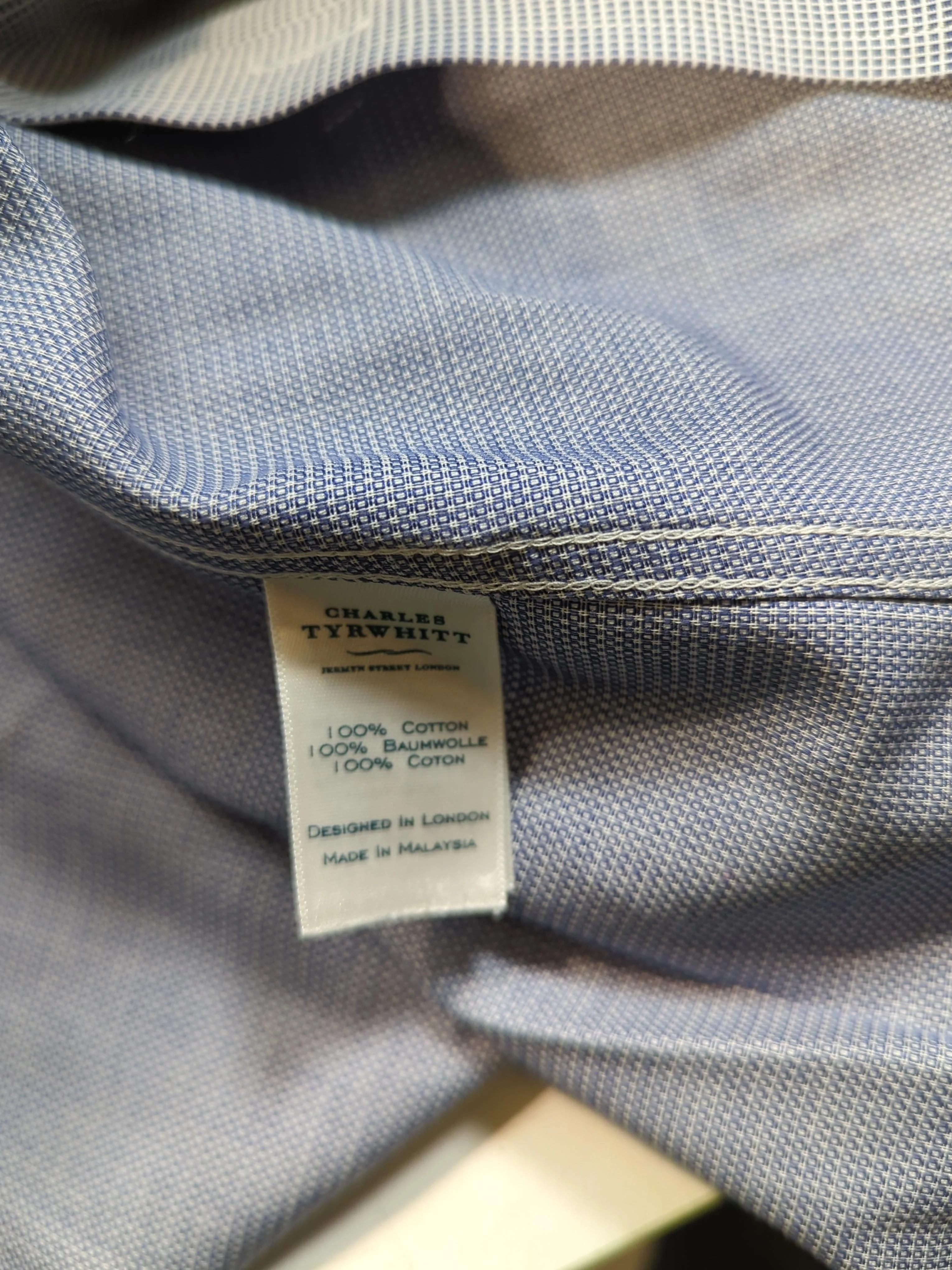 Charles Tyrwhitt Men's Shirt Collar: 16.5 in Blue Checkered 100% Cotton Basic - Image 6