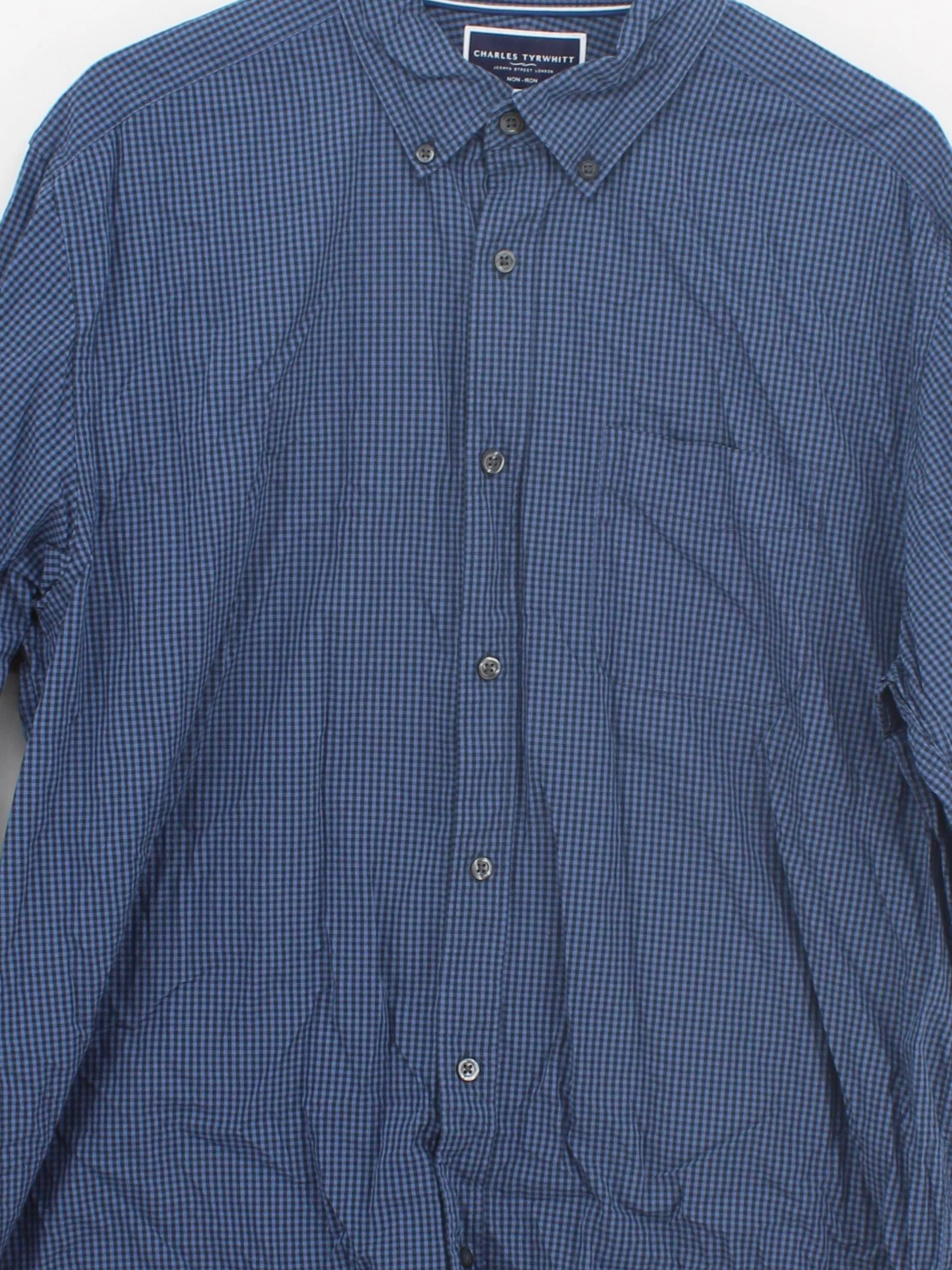 Charles Tyrwhitt Men's Shirt L Blue Checkered 100% Cotton Basic - Image 3