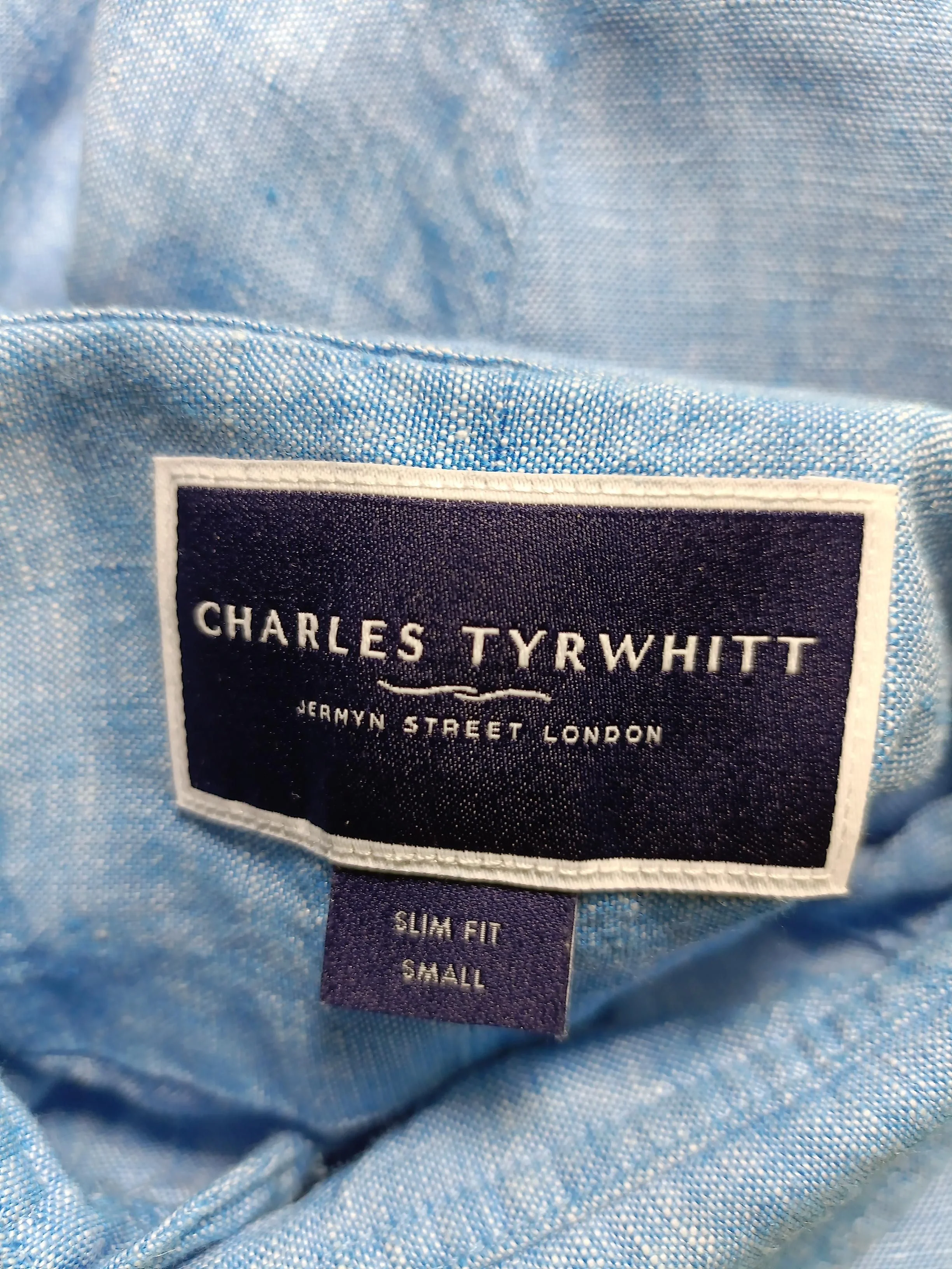 Charles Tyrwhitt Men's Shirt S Blue 100% Linen Basic - Image 5