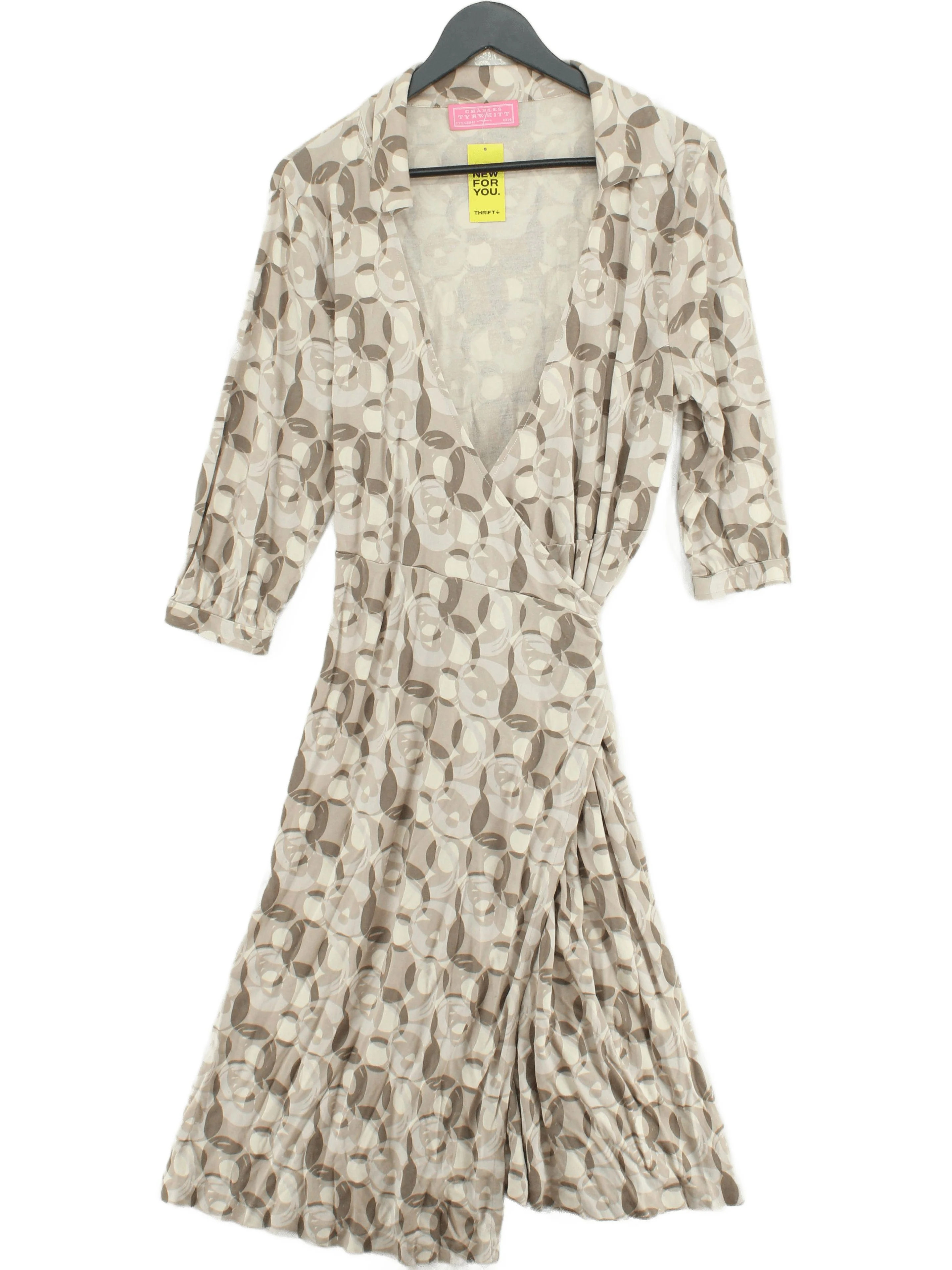 Charles Tyrwhitt Wrap Midi Dress UK14 in Brown