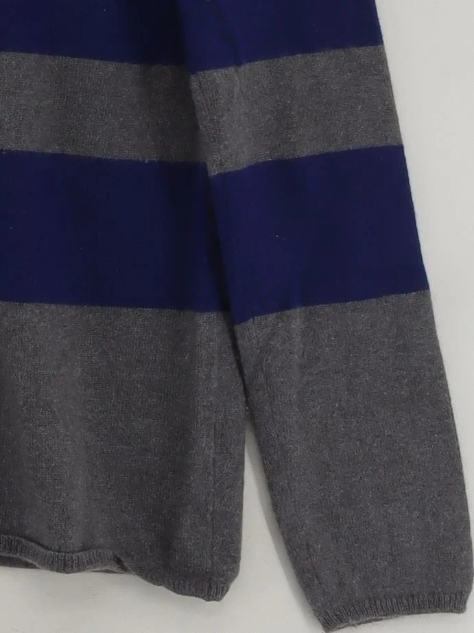 CHINTI & PARKER Men's Jumper S Grey Striped 100% Cashmere Crew Neck Pullover - Image 4