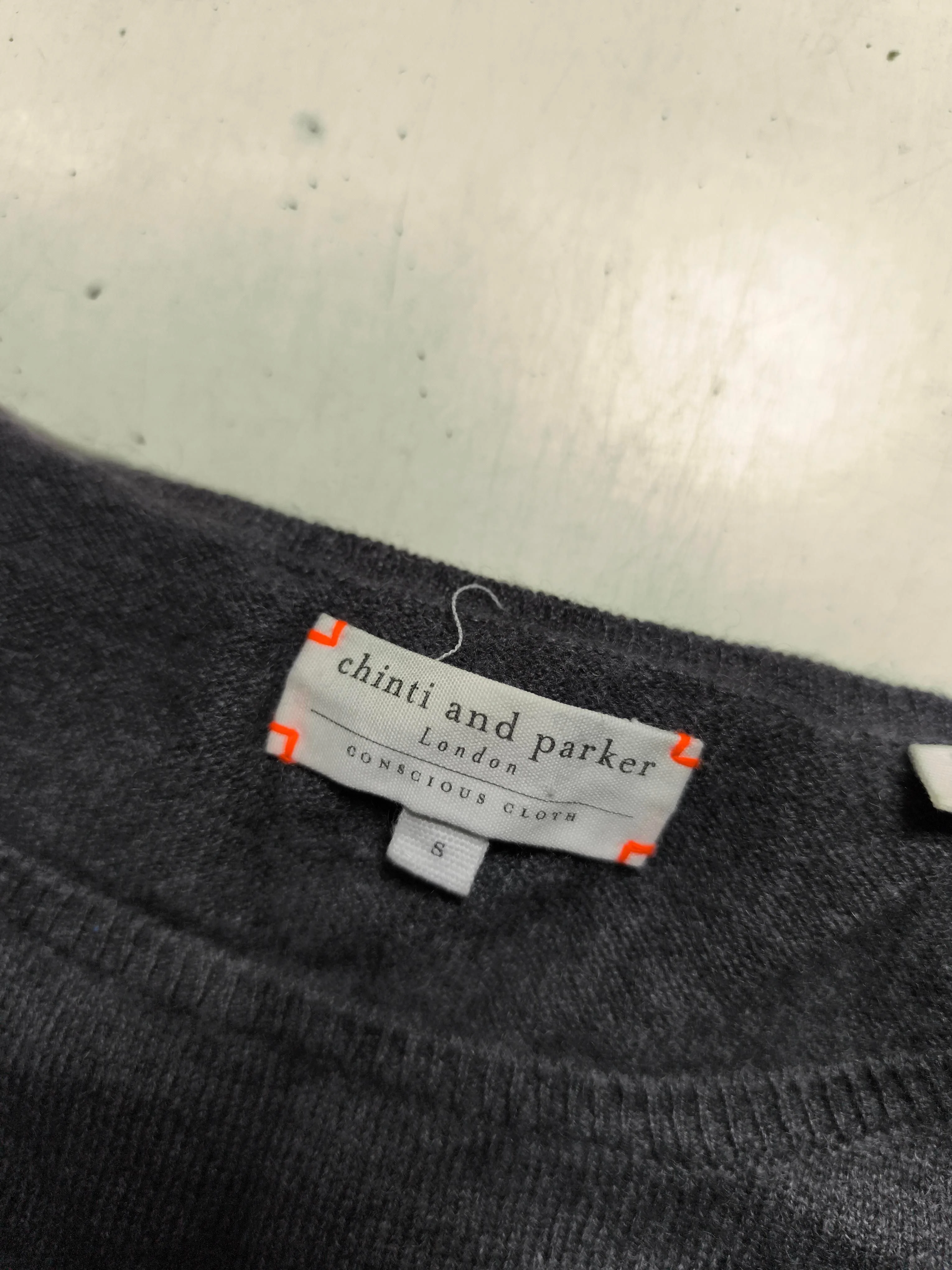 CHINTI & PARKER Men's Jumper S Grey Striped 100% Cashmere Crew Neck Pullover - Image 6