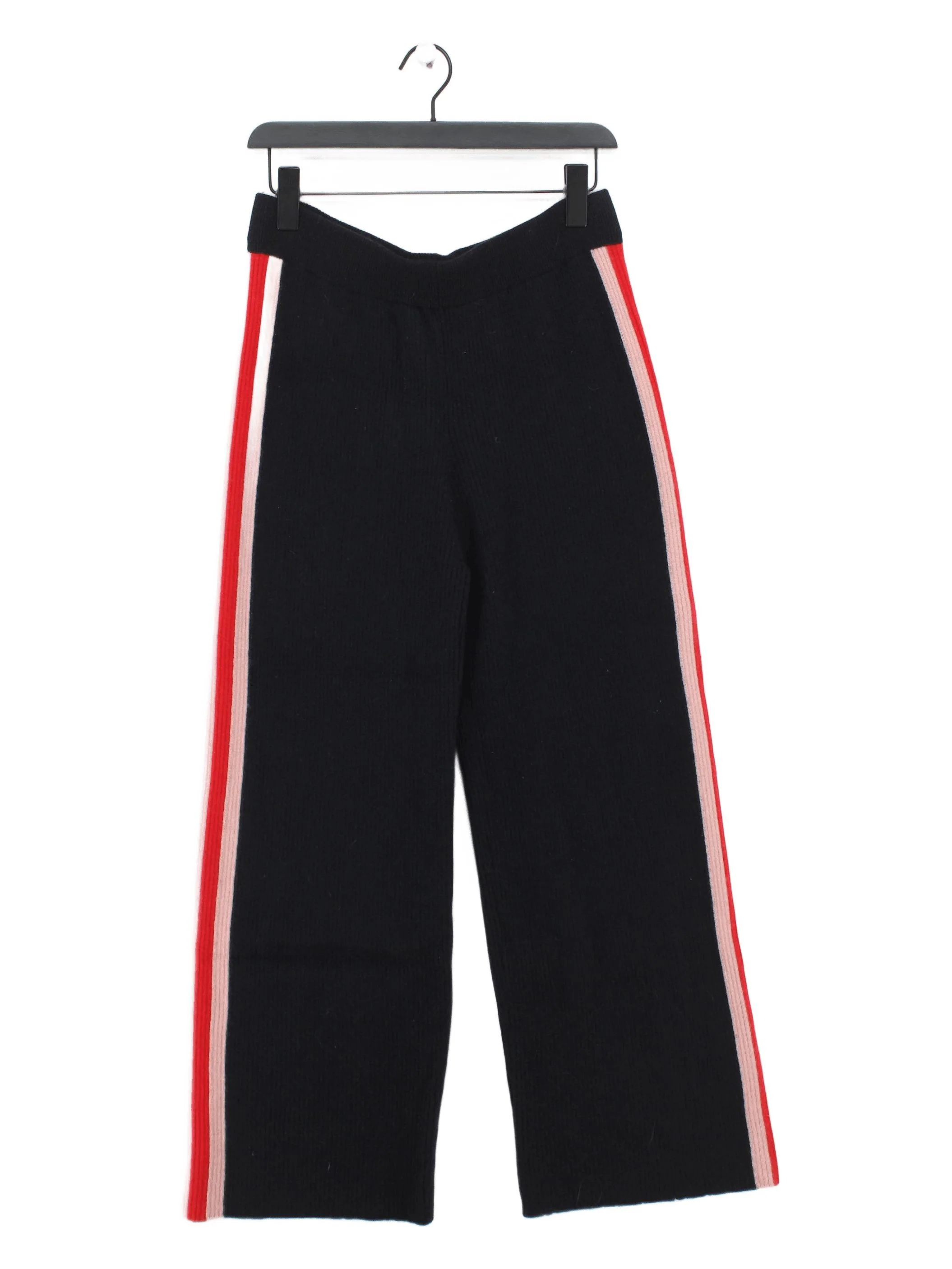 CHINTI & PARKER Women's Trousers M Black Striped 100% Wool Wide-Leg Sweatpants