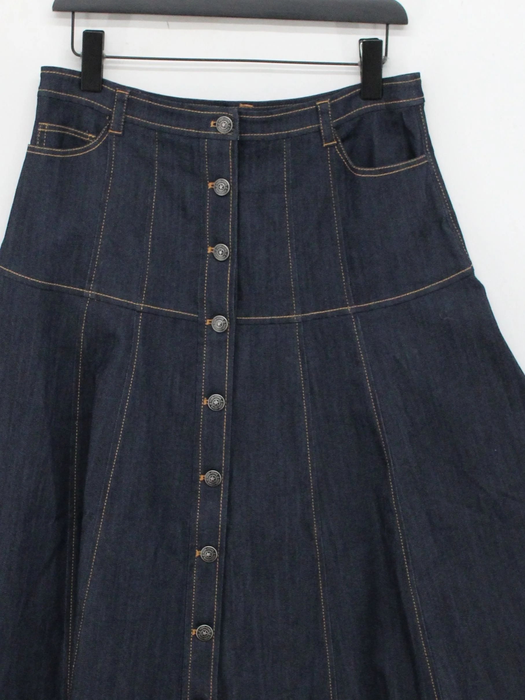 Cinq A Sept Women's Midi Skirt UK 12 Blue 100% Cotton Midi A-Line - Image 3