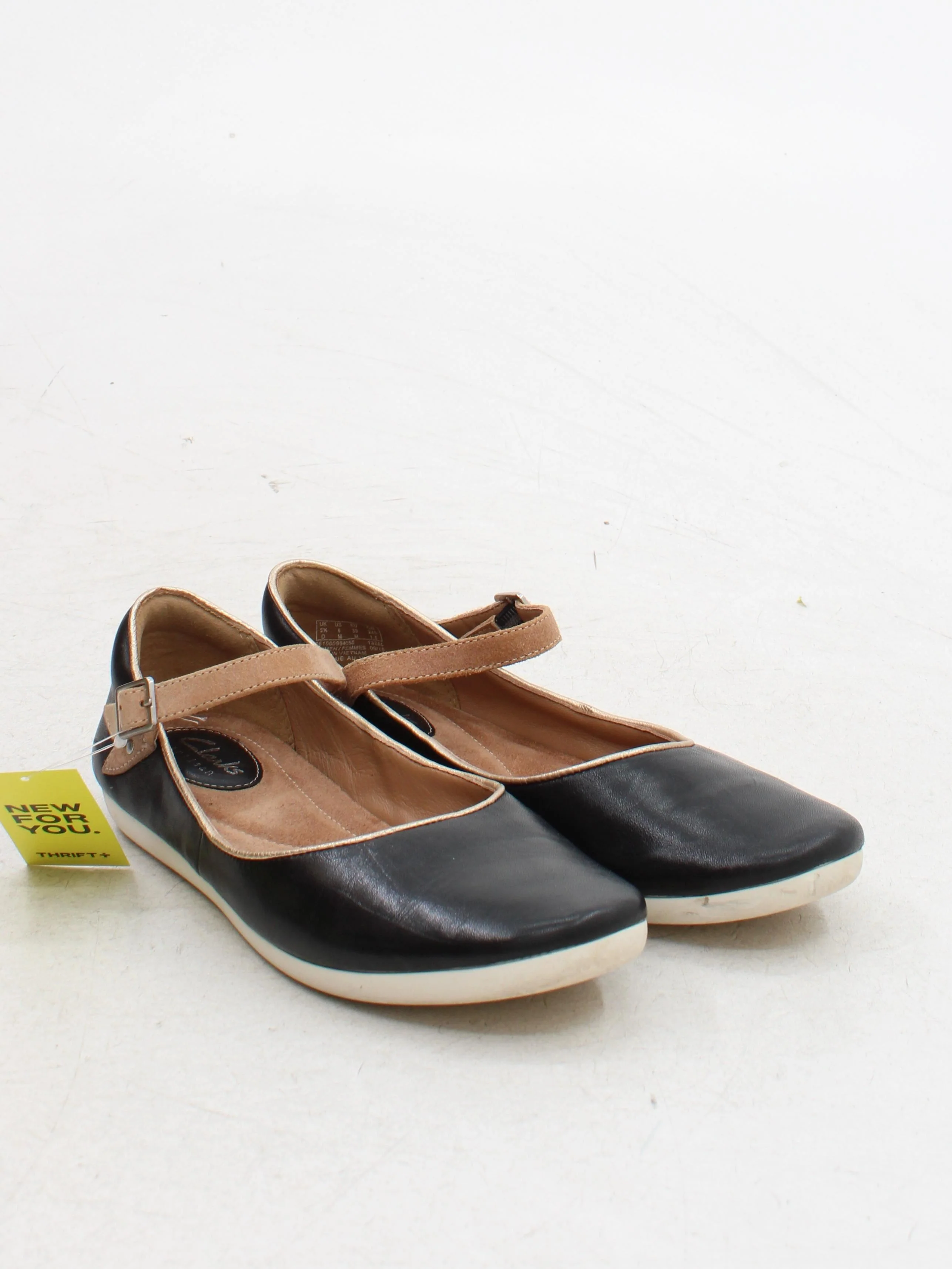 Clarks Women's Flat Shoes UK 6 Black Leather with Suede Mary Jane - Image 4