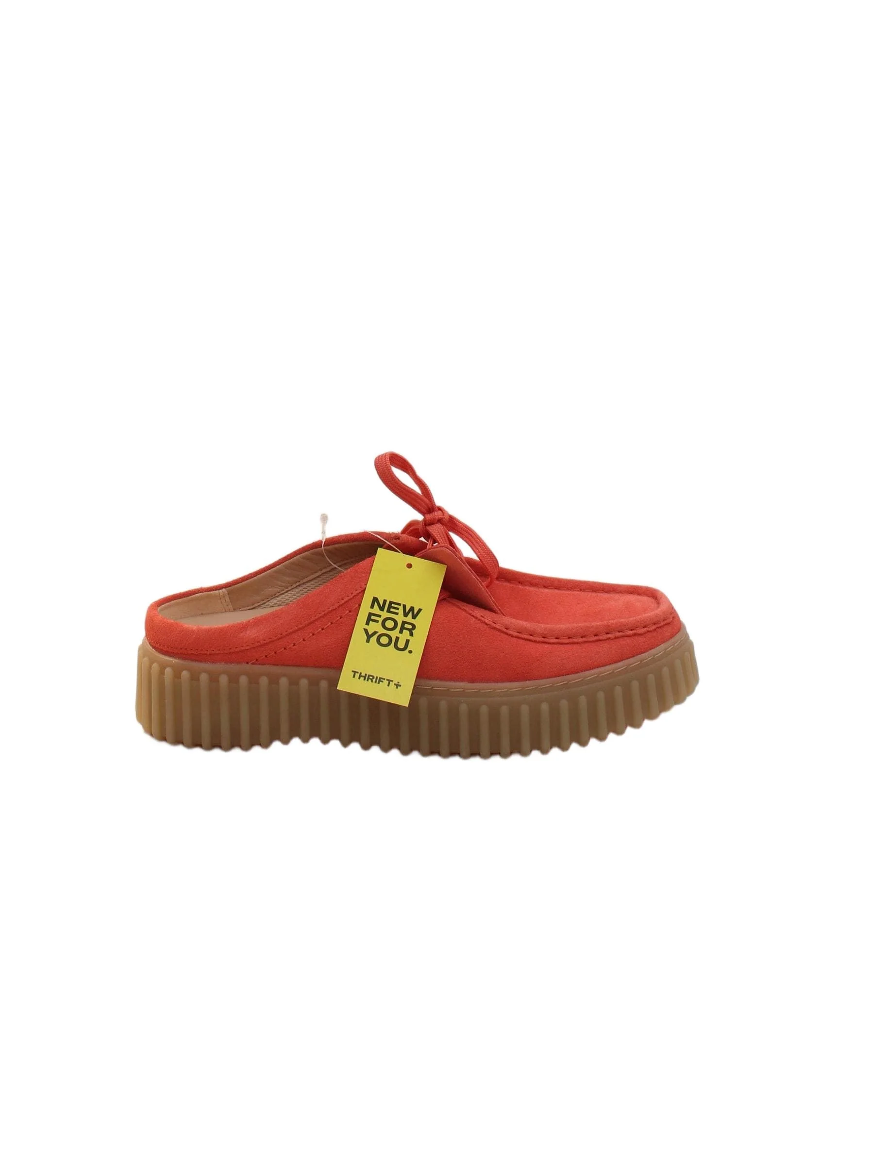 Clarks Women's Flat Shoes UK 7 Orange 100% Suede Loafer