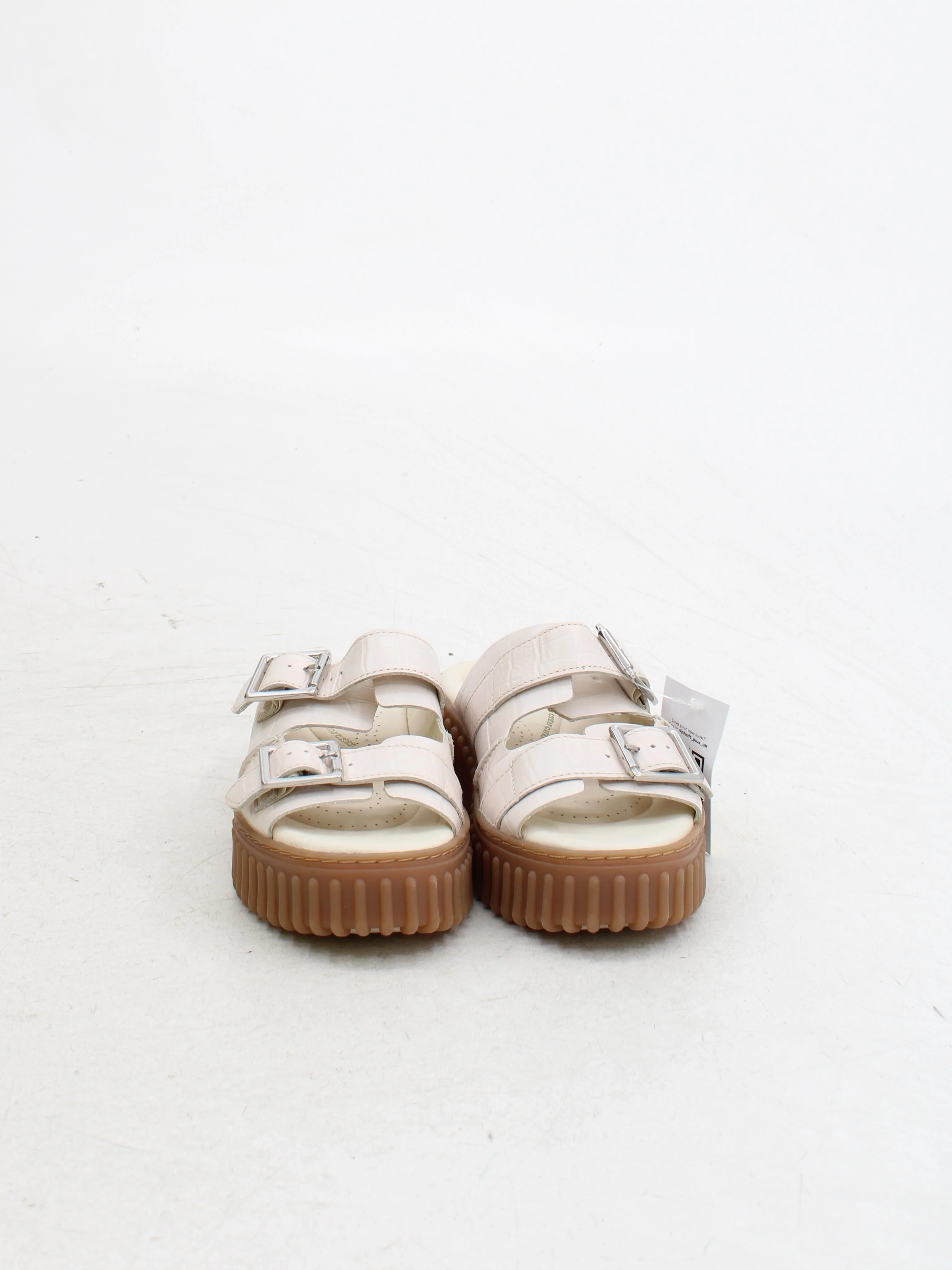 Clarks Women's Sandals UK 4 Cream Animal Print 100% Leather Slider - Image 2