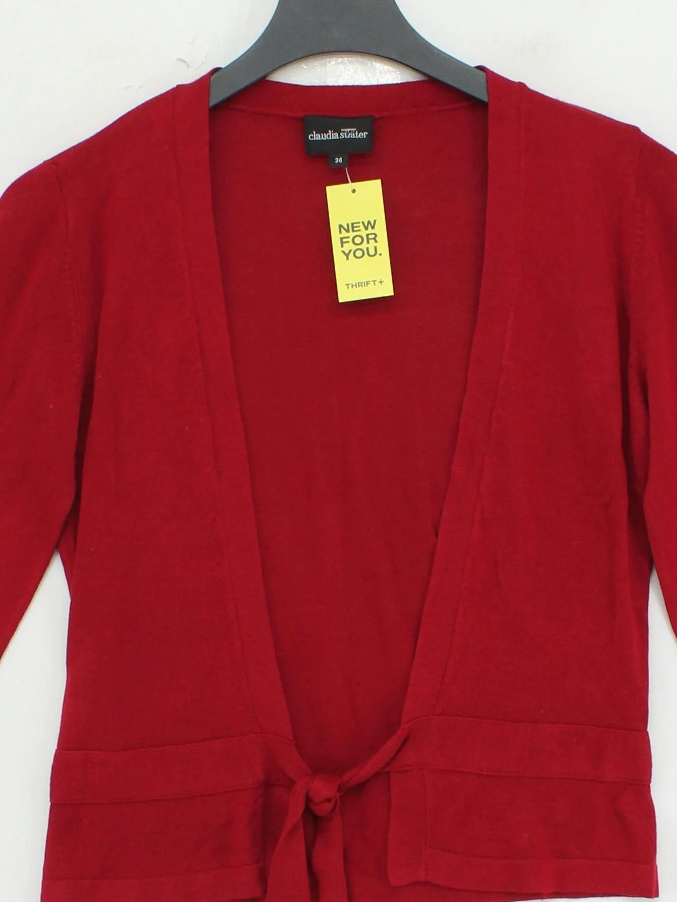 Claudia Strater Women's Cardigan UK 8 Red Silk with Viscose V-Neck Cardigan - Image 3