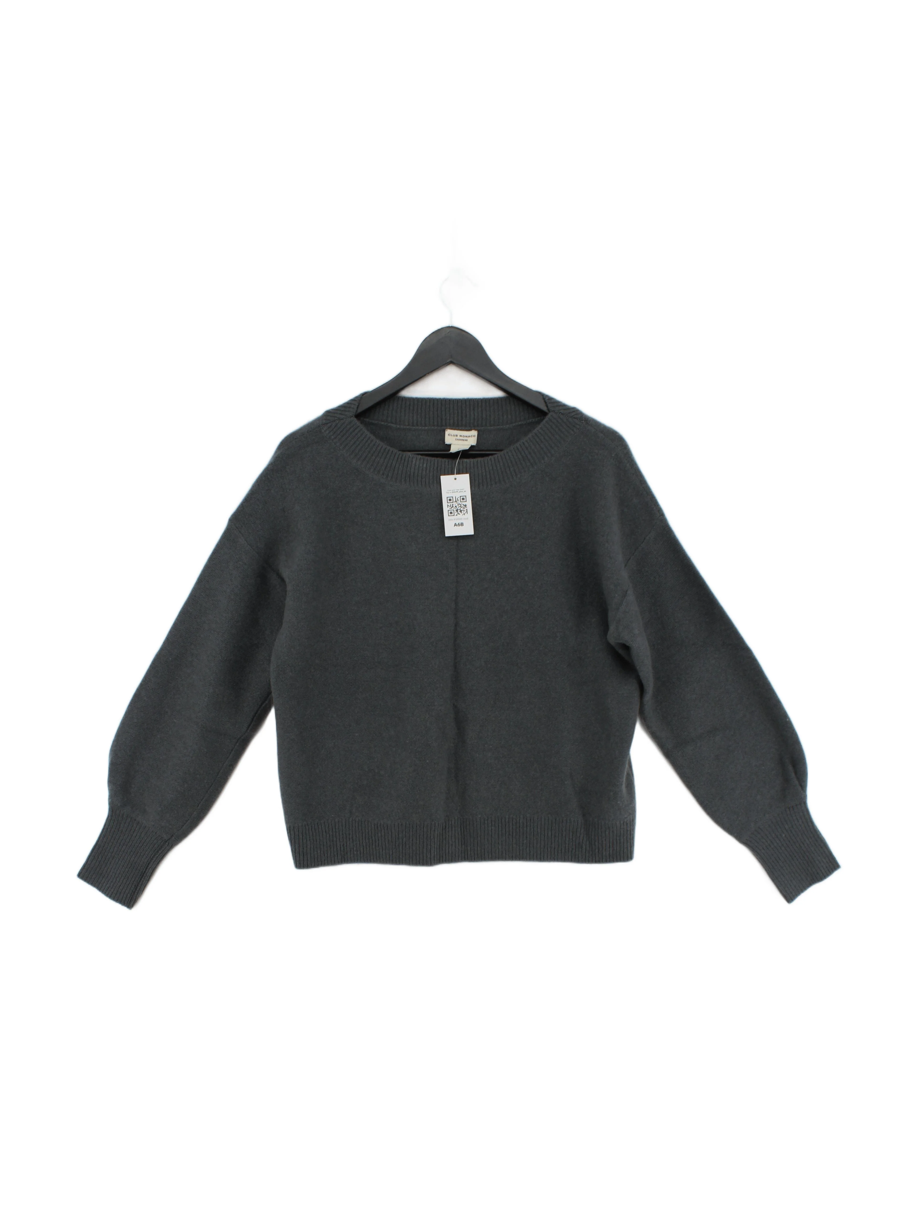 Club Monaco Women's Jumper S Grey 100% Cashmere Round Neck Pullover