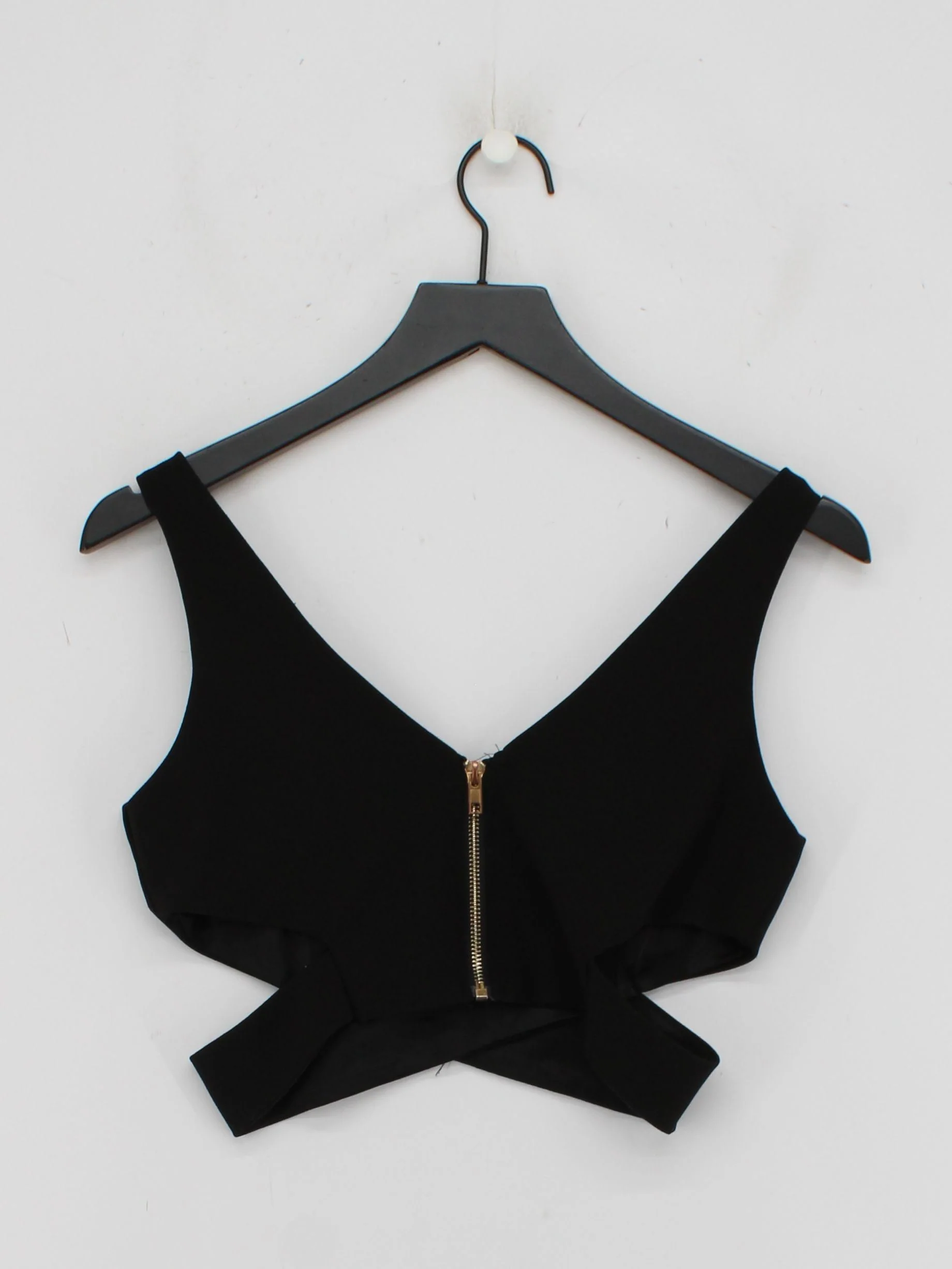 Coast Women's Top M Black Polyester with Elastane Sleeveless V-Neck Cropped - Image 2