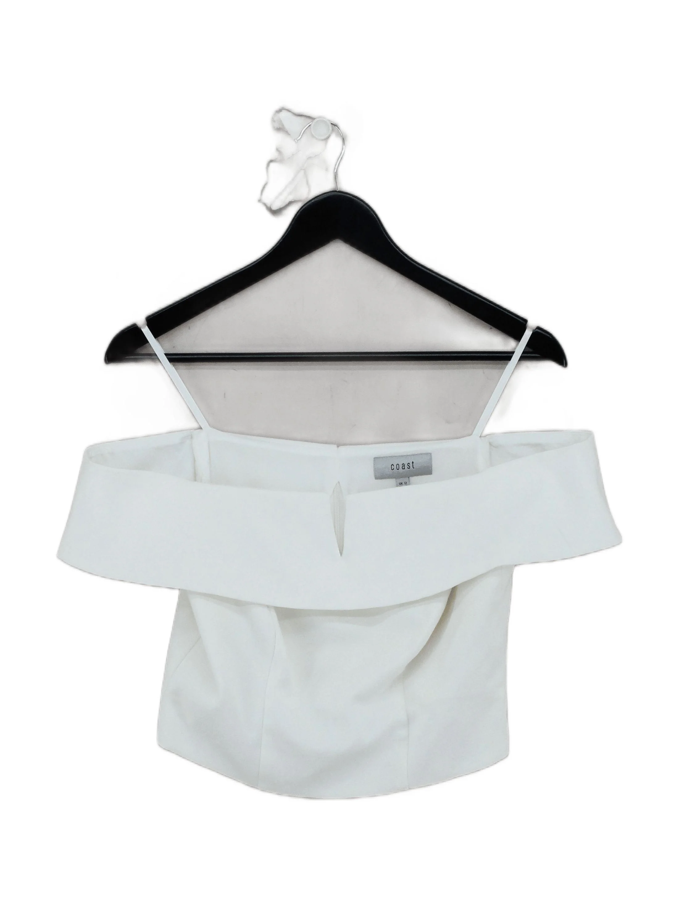 Coast Women's Top UK 12 White Polyester with Viscose, Elastane Cropped