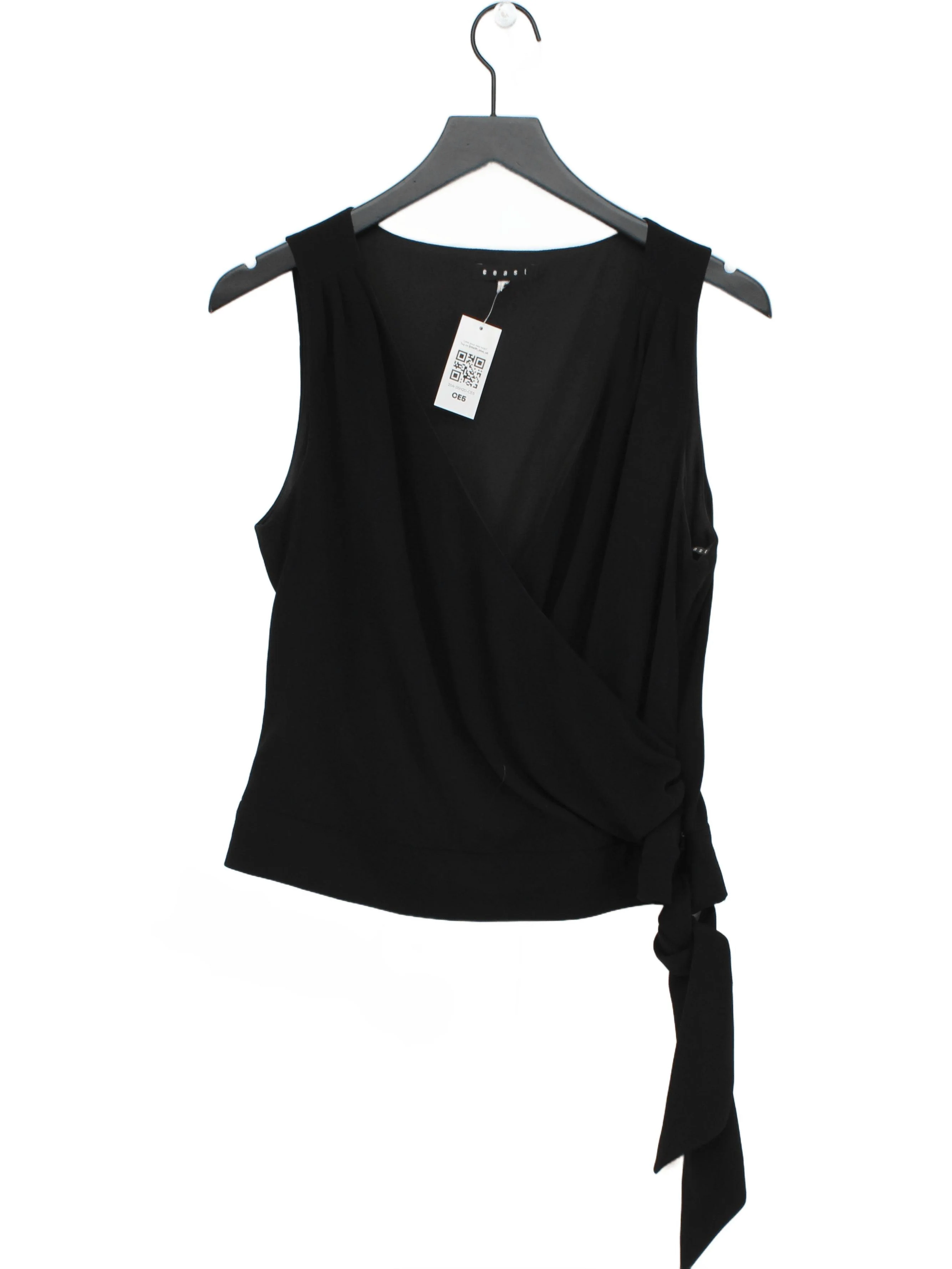 Coast Women's Top UK 14 Black Acetate with Polyester Sleeveless V-Neck Basic