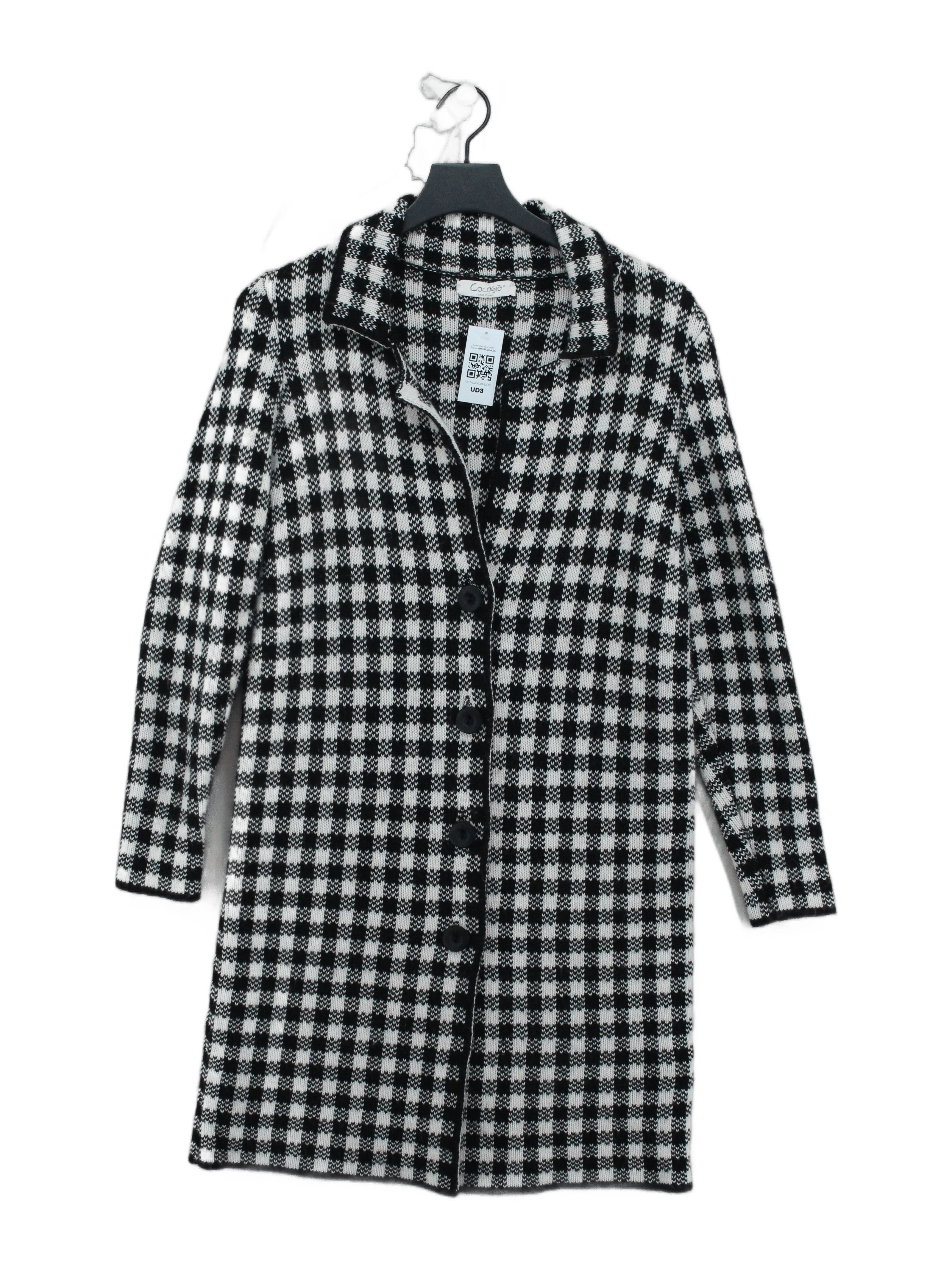 Cocogio Women's Coat L Black Acrylic with Viscose, Wool, Angora Overcoat
