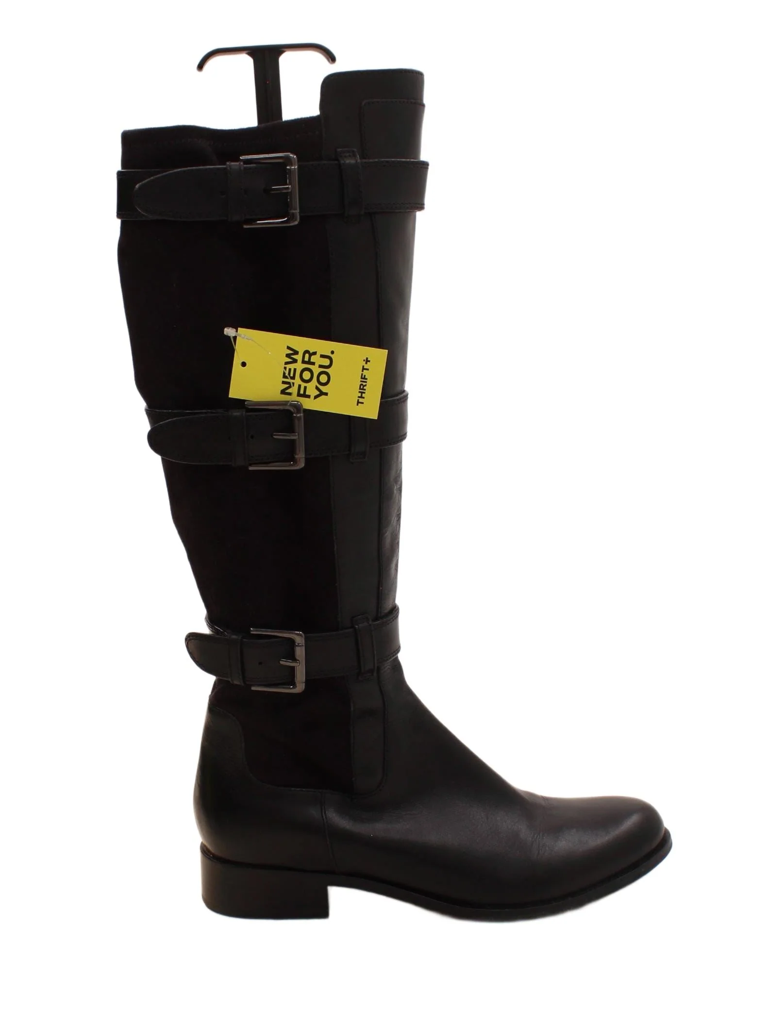 Cole Haan Women's Boots UK 7.5 Black Leather with Suede Riding Boot