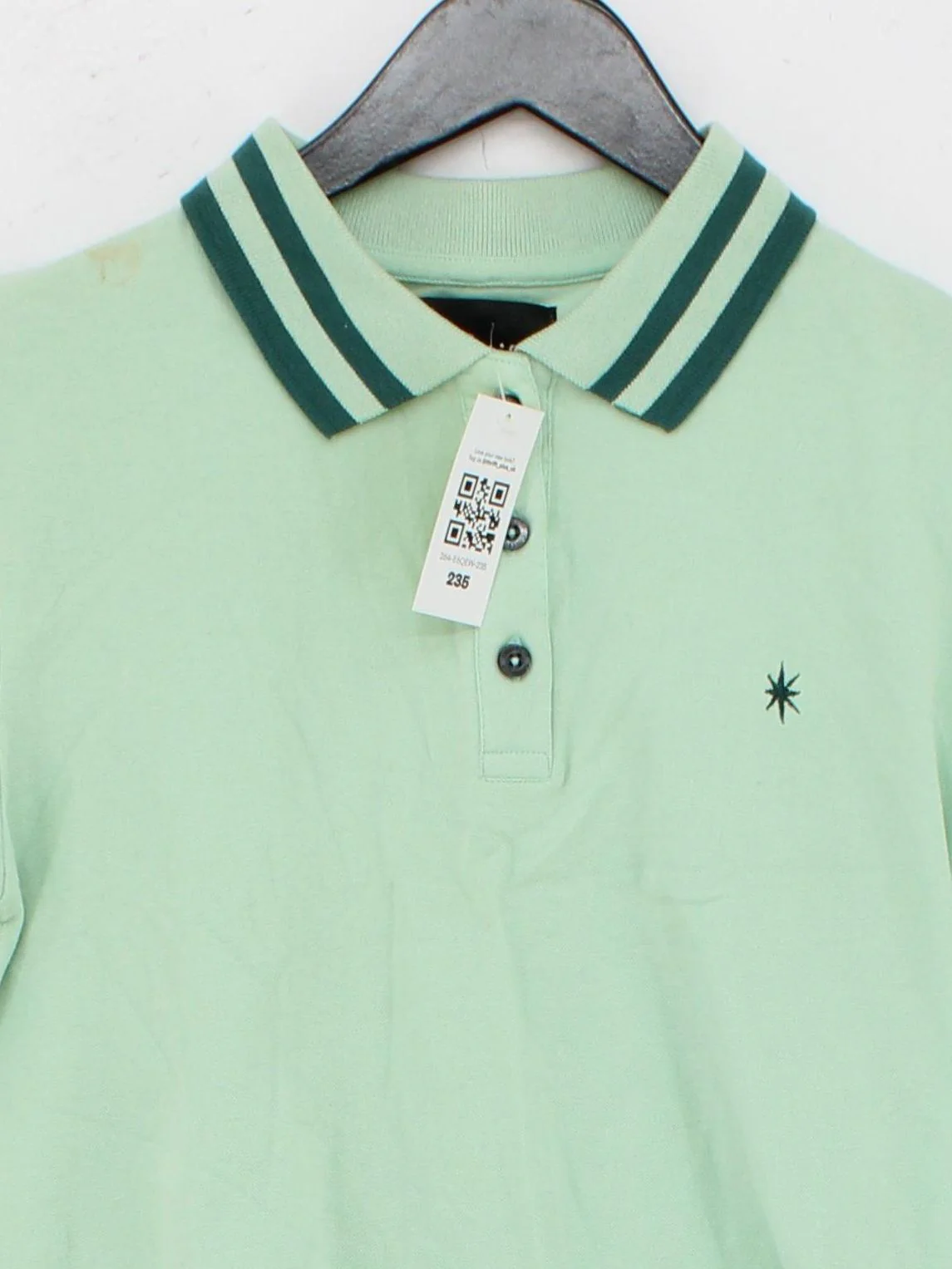 Collectif Women's Polo S Green Cotton with Spandex Short Sleeve Collared Basic - Image 3