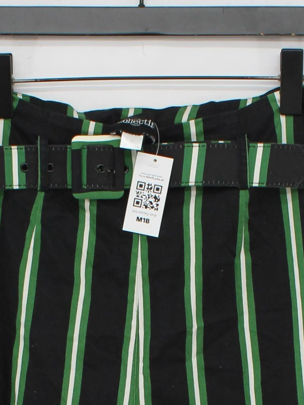 Collectif Women's Trousers UK 14 Black Striped 100% Cotton Tapered Cropped - Image 3