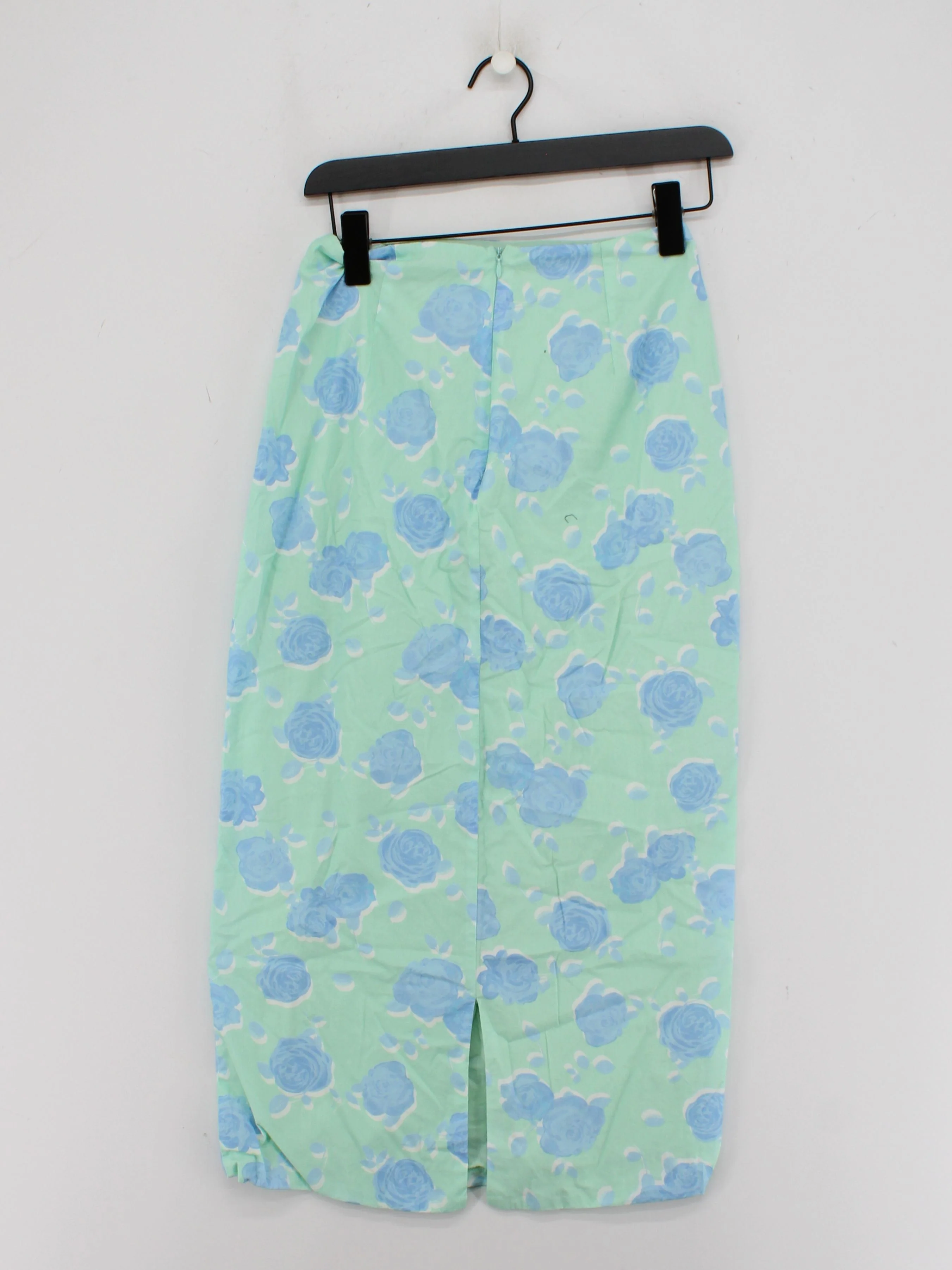 COLLECTIVE Women's Midi Skirt UK 8 Green 100% Cotton Straight & Pencil - Image 2