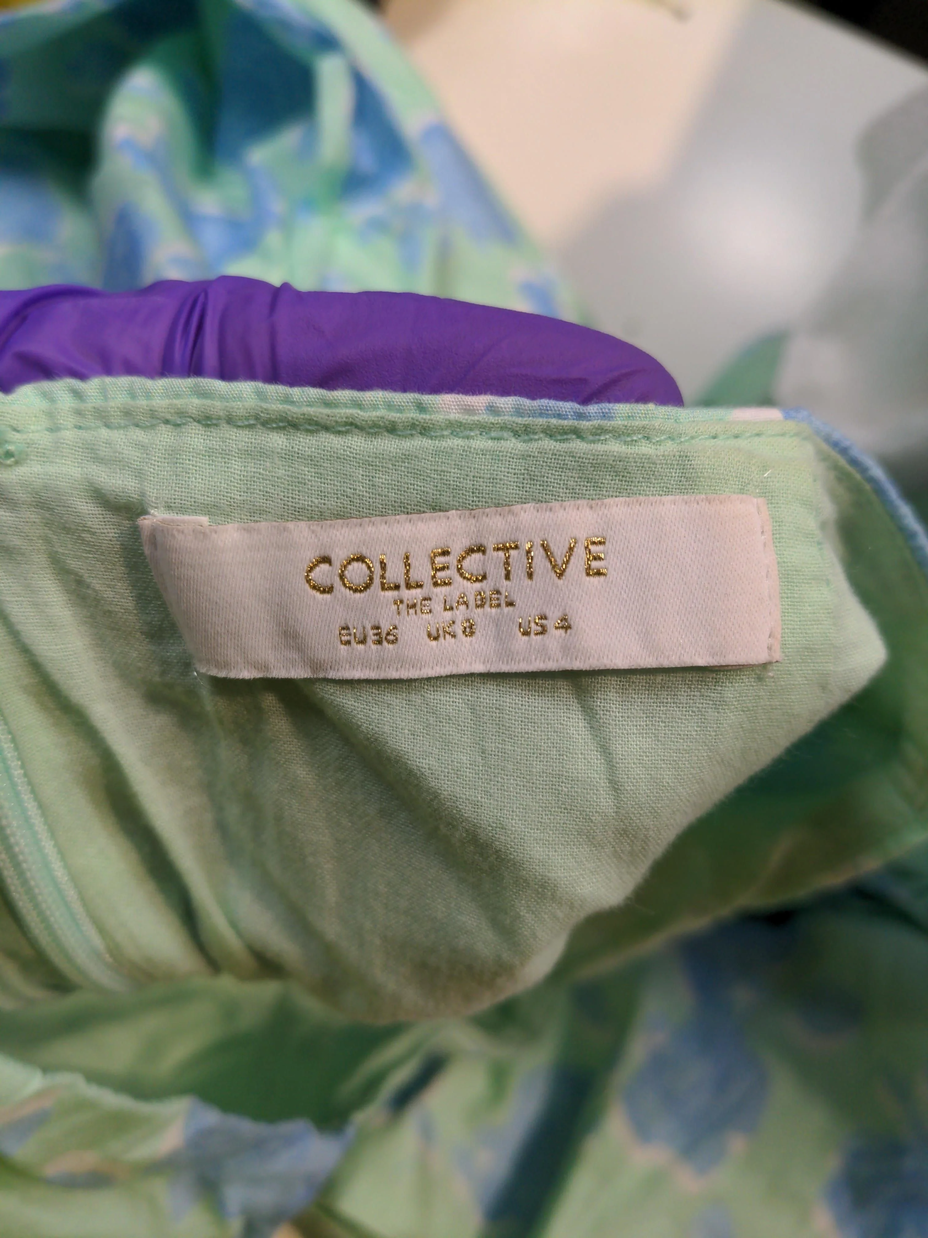 COLLECTIVE Women's Midi Skirt UK 8 Green 100% Cotton Straight & Pencil - Image 5