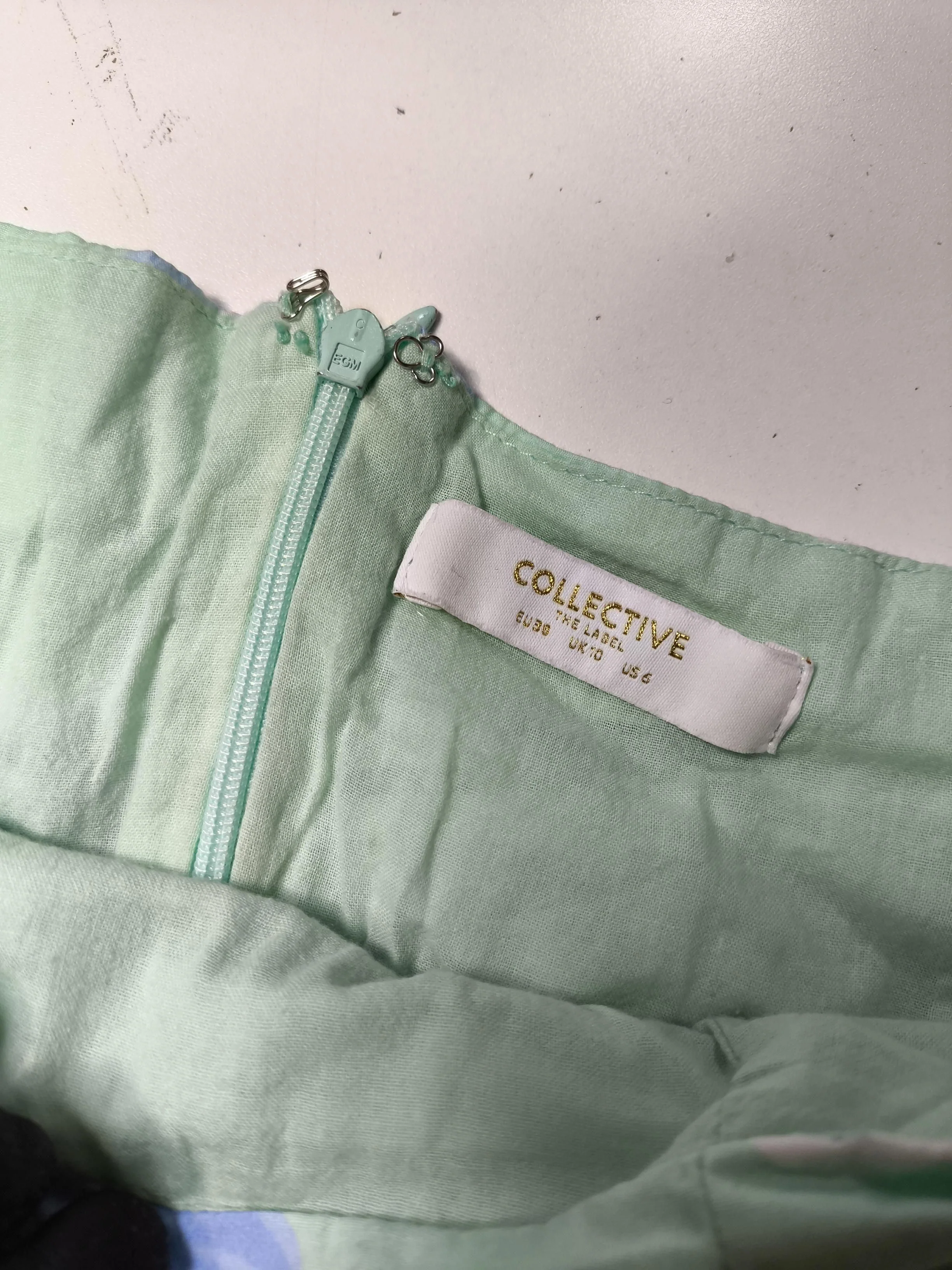 COLLECTIVE Women's Mini Skirt UK 10 Green 100% Cotton Short Mini - Image 5