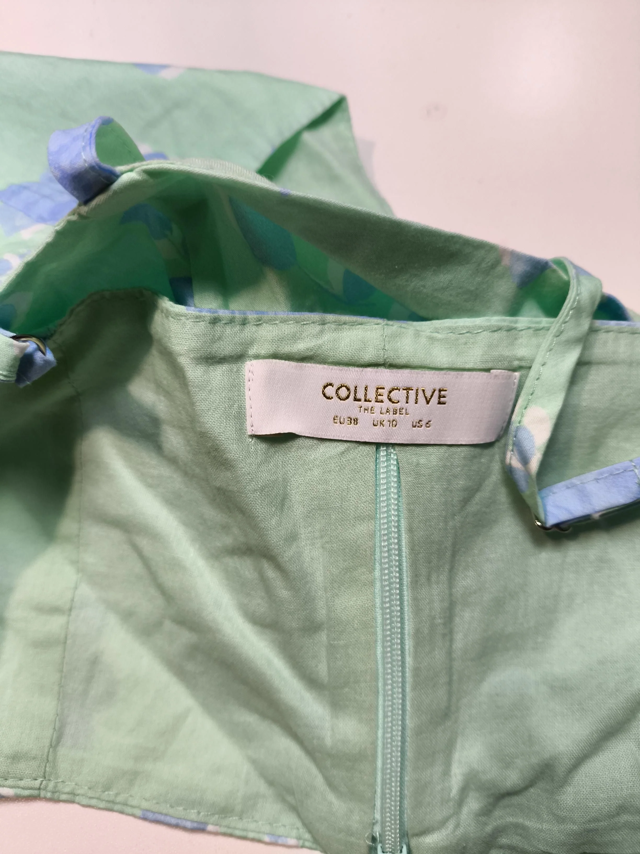 COLLECTIVE Women's Top UK 10 Green 100% Cotton Cropped - Image 5