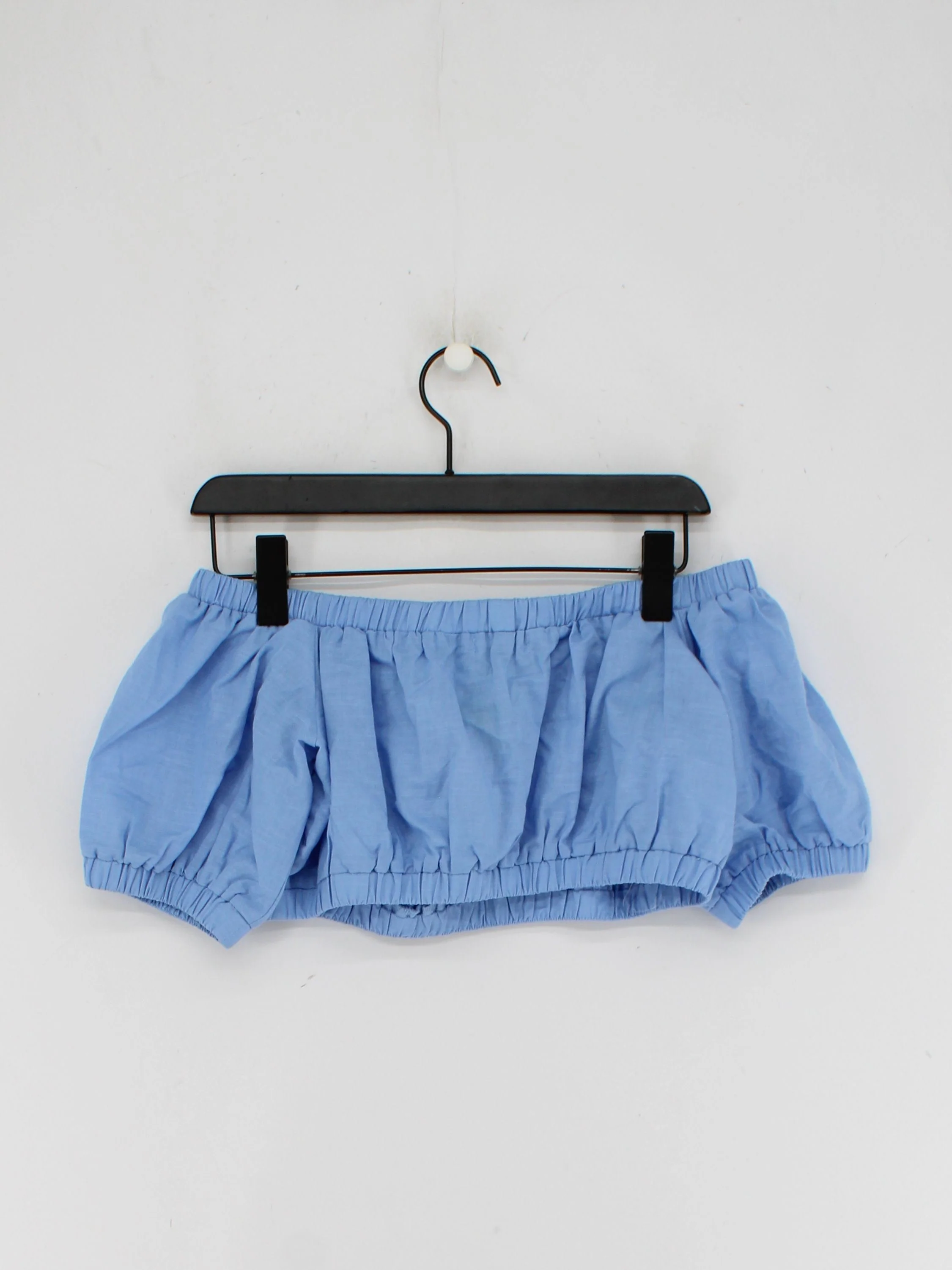 COLLECTIVE Women's Top UK 14 Blue Cotton with Linen Cropped - Image 2