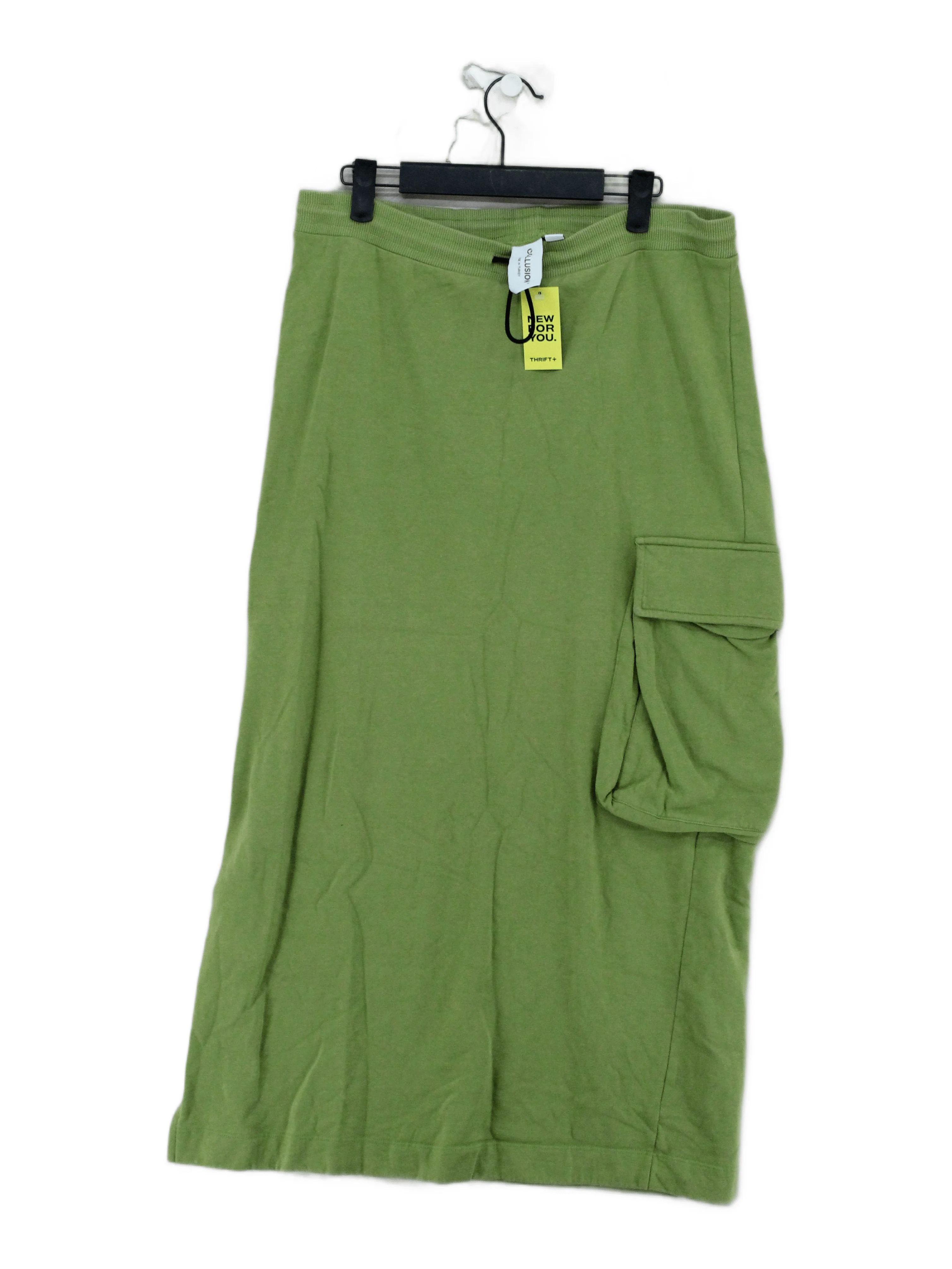 Collusion Women's Midi Skirt UK 14 Green 100% Cotton Midi Straight & Pencil