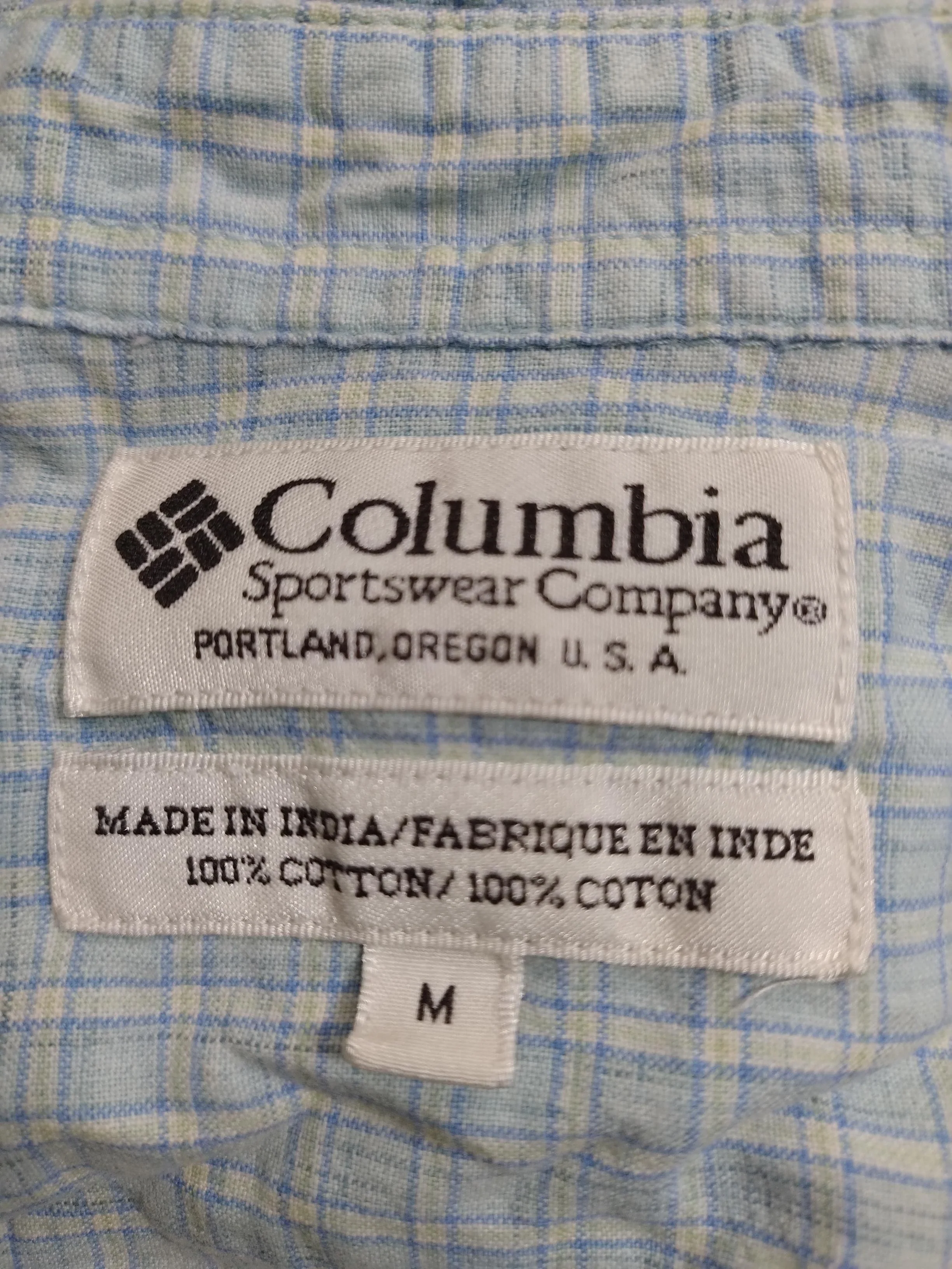 Columbia Women's Shirt M Blue Checkered 100% Cotton Short Sleeve Collared Basic - Image 6
