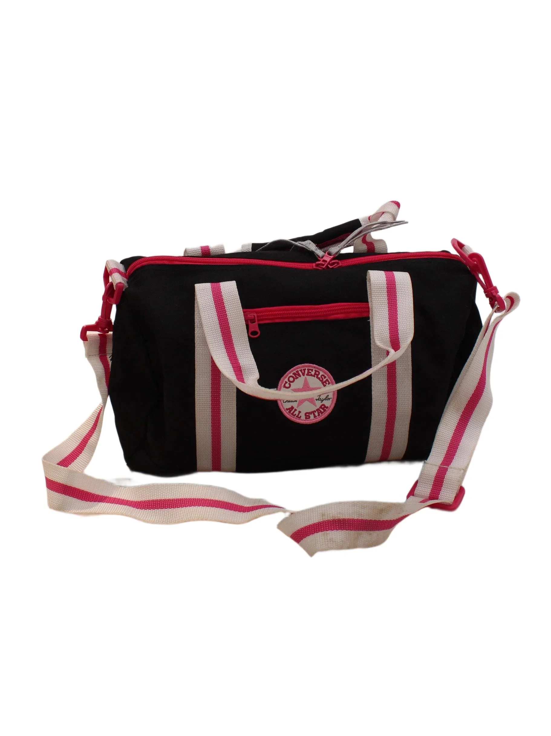 Converse Women's Bag Black Striped Polyester with Polyester Gym Bag