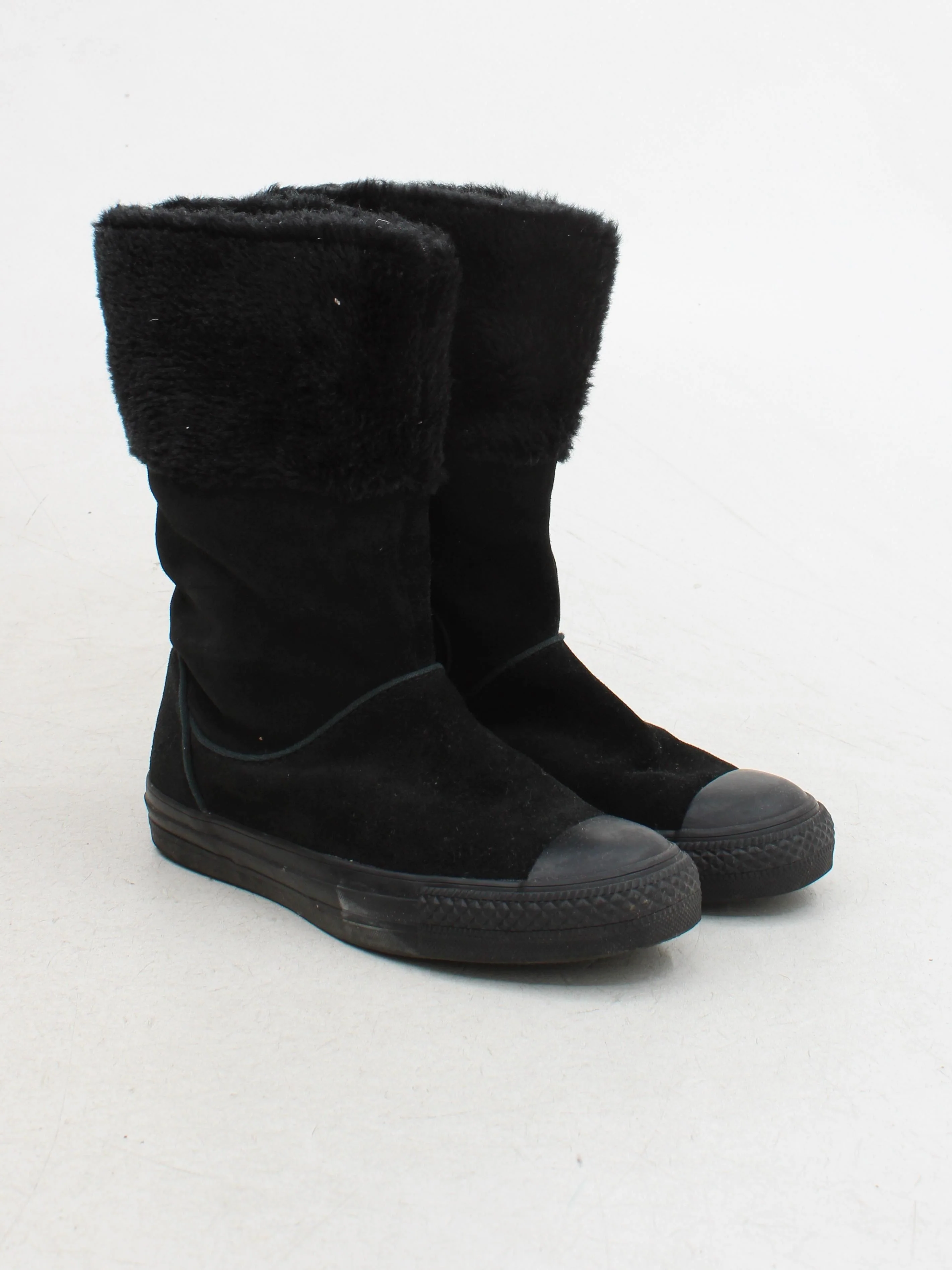 Converse Women's Boots UK 4.5 Black Suede with Faux Fur Chelsea - Image 4