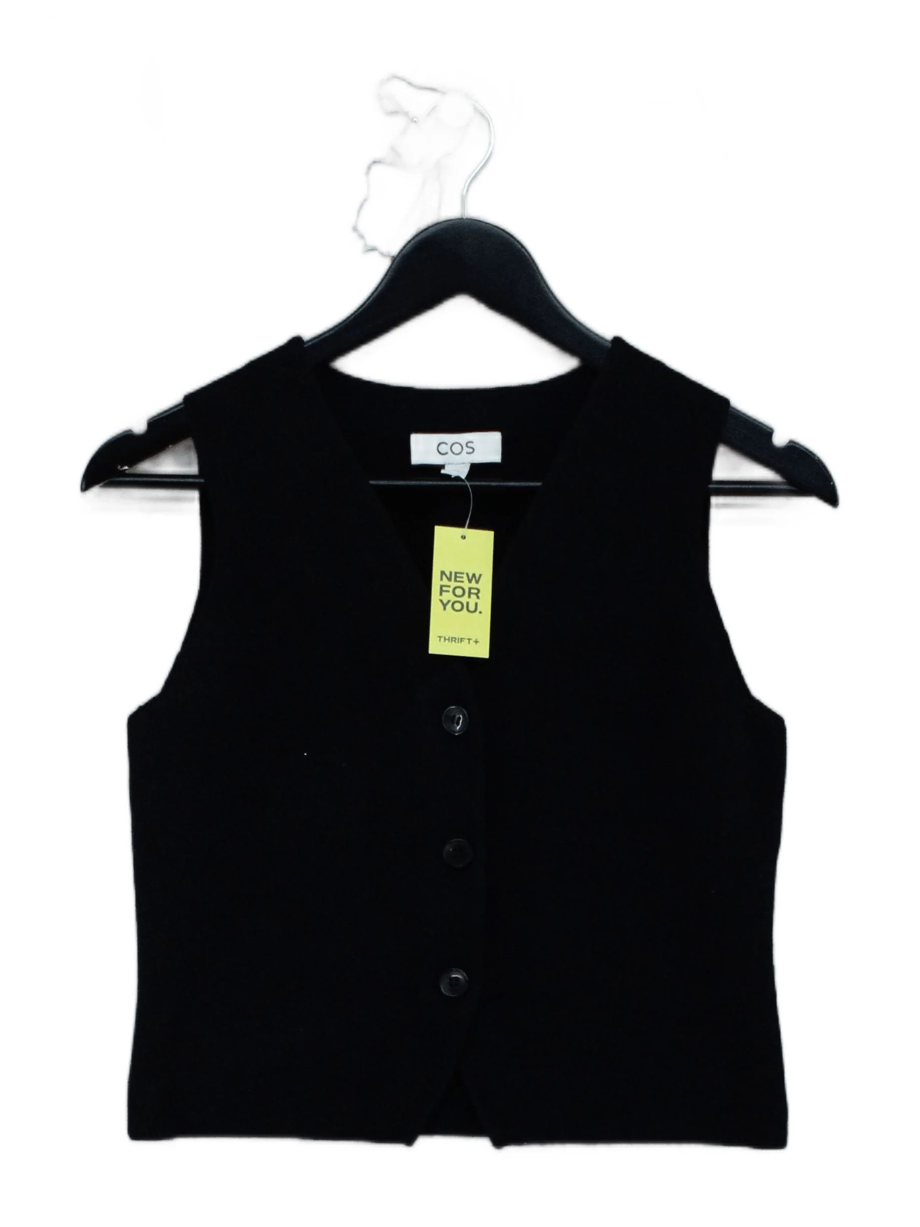 COS Men's Coat S Black Cotton with Polyamide, Elastane Overcoat
