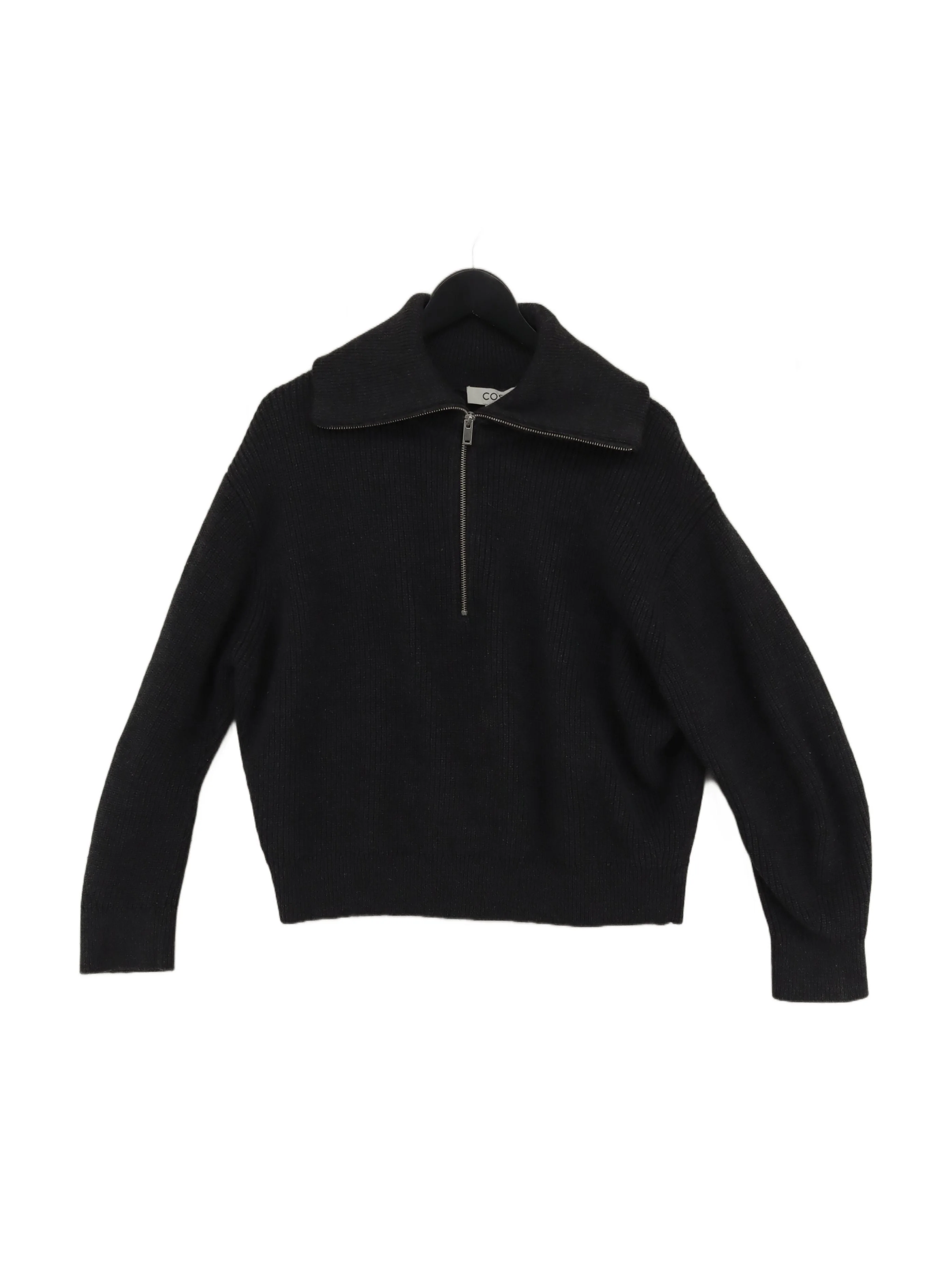COS Men's Jumper L Black Wool with Cotton Roll Neck Pullover